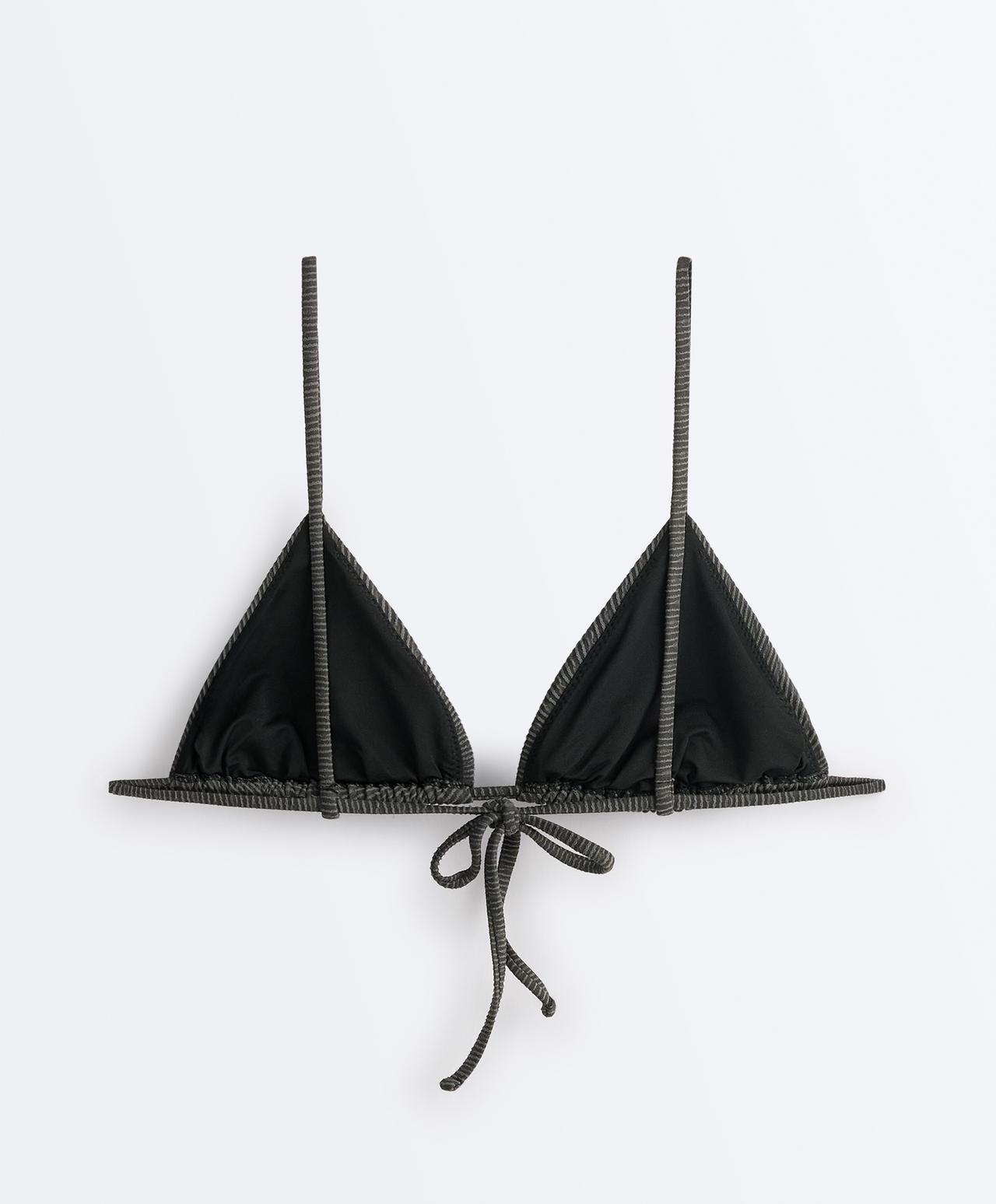 Washed effect jacquard triangle bikini — WASHED ANTHRACITE