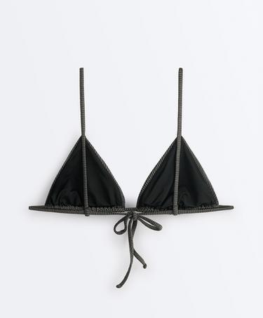 Washed effect jacquard triangle bikini — WASHED ANTHRACITE 10