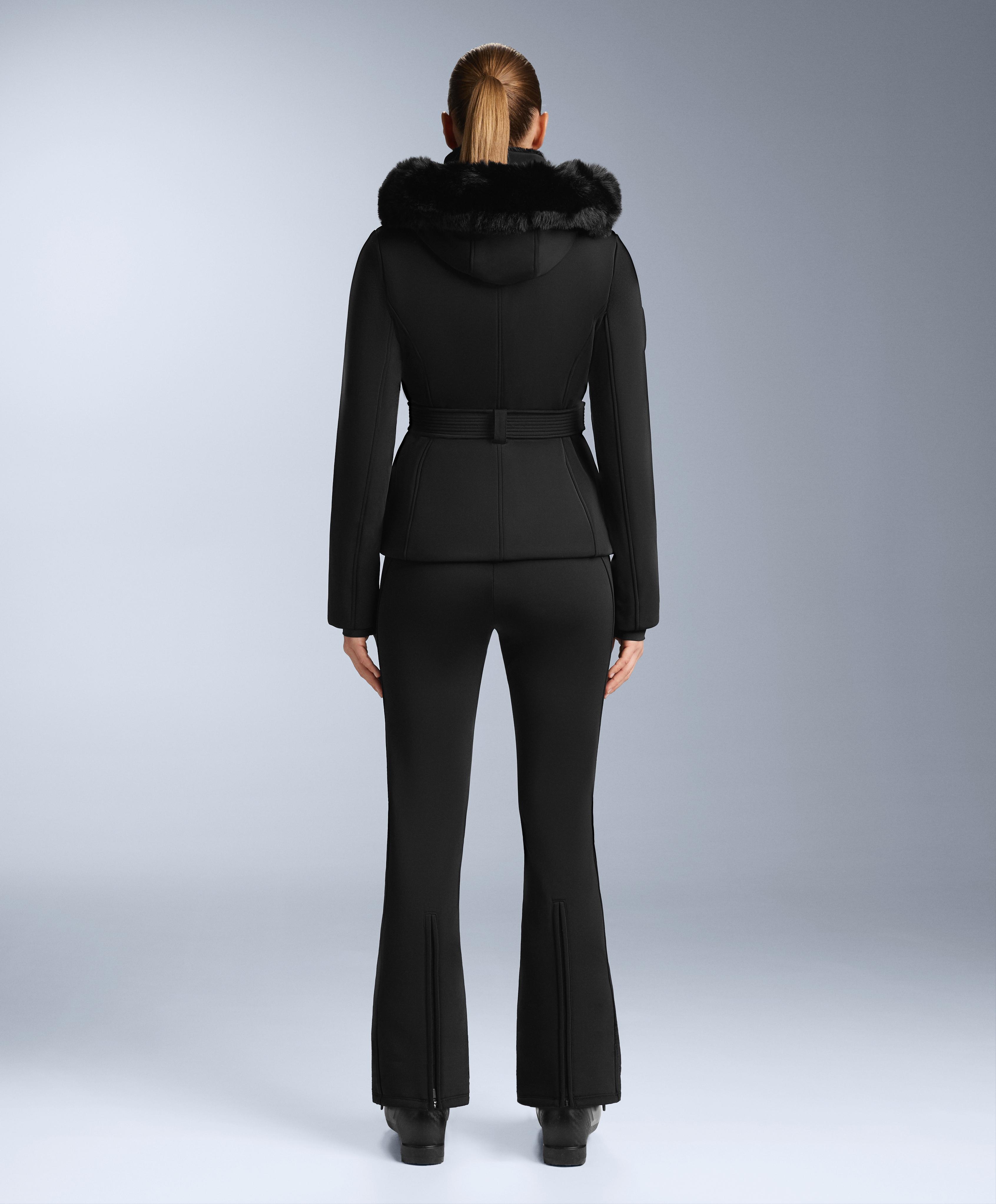 Water-resistant flare stretch SKI trousers — BLACK