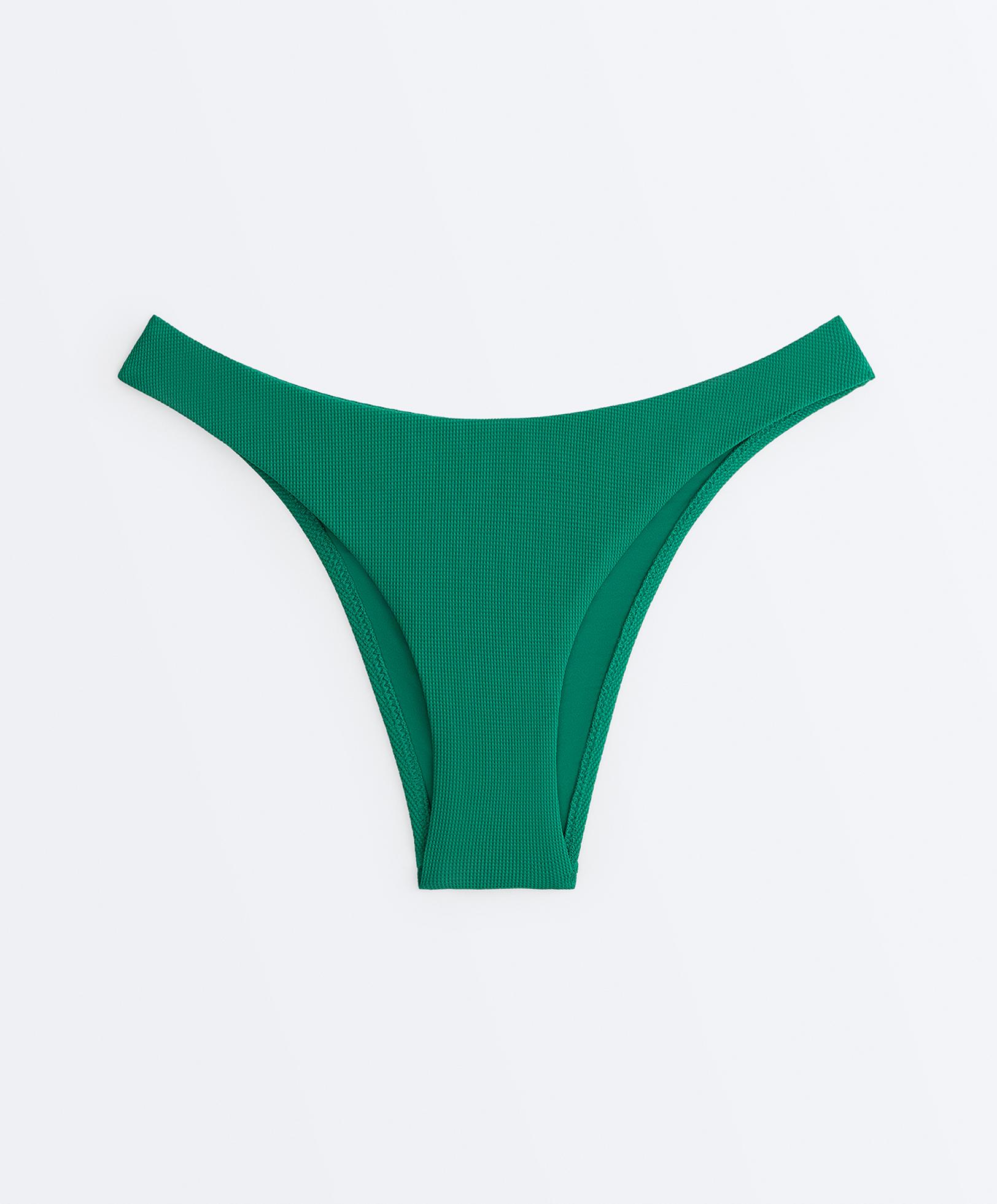 Piqué medium-coverage U-cut bikini briefs — PALE EMERALD