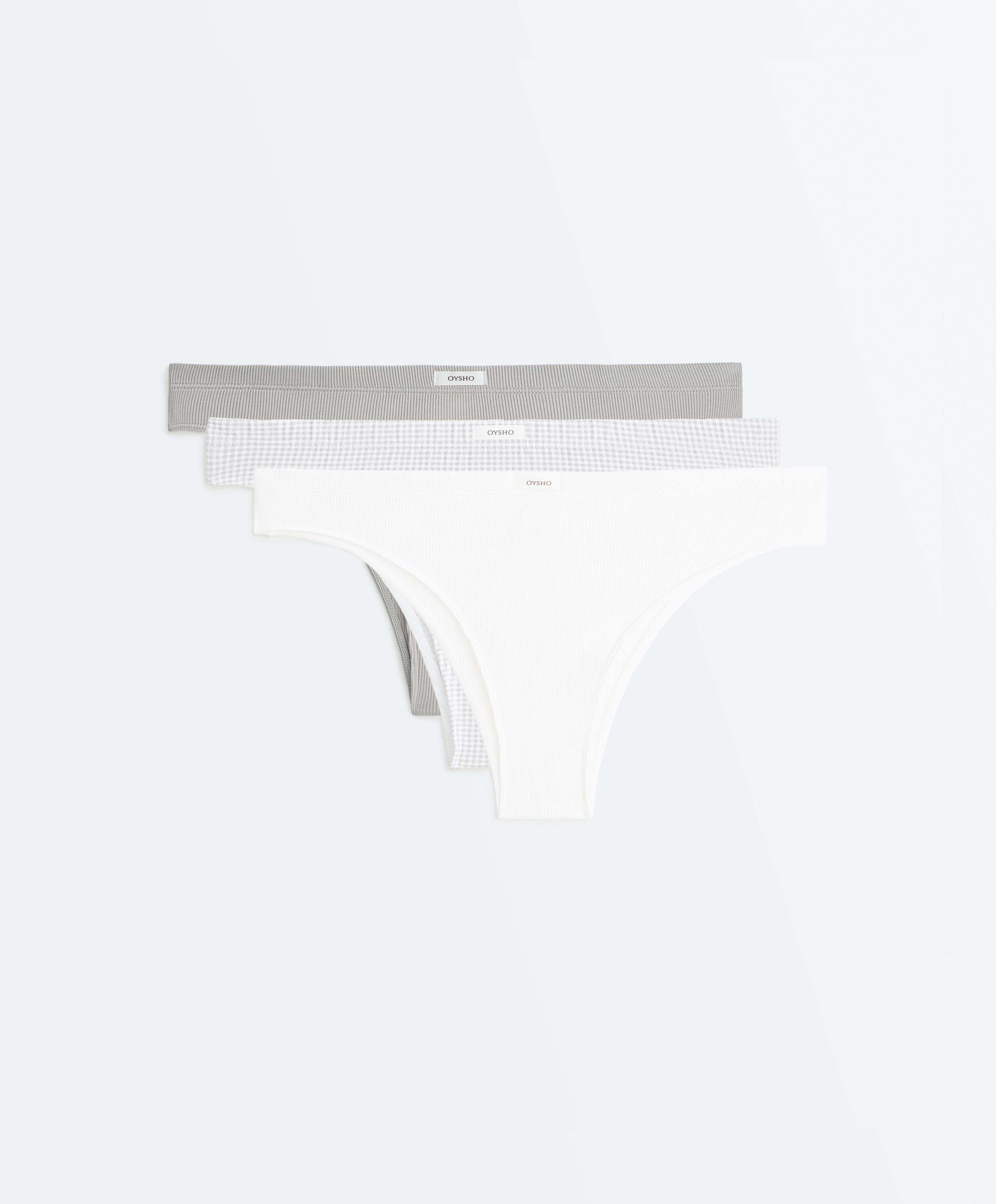 3 cotton blend Brazilian briefs — PALE GREY