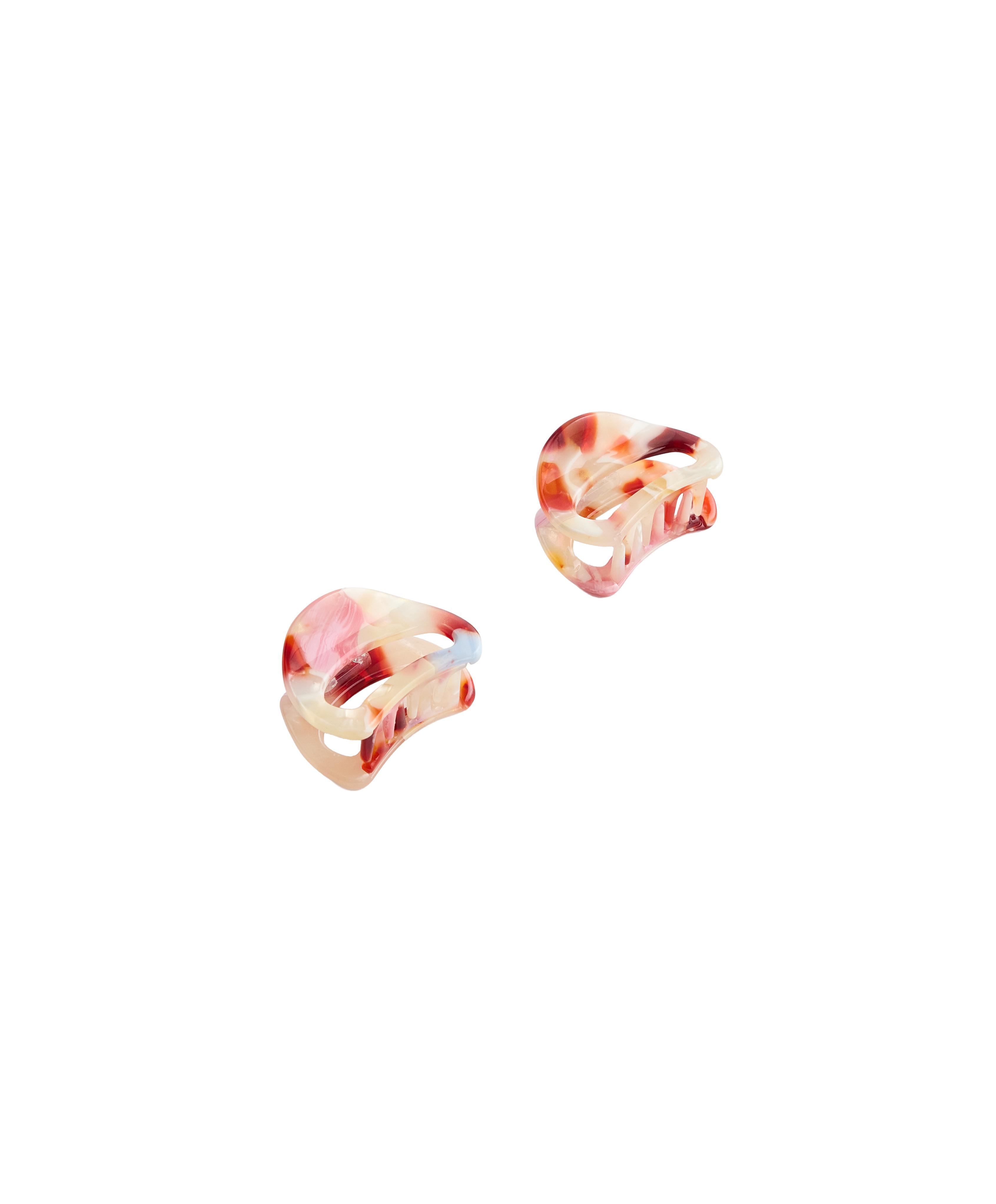 2 mini asymmetric hair clips — PALE RASPBERRY