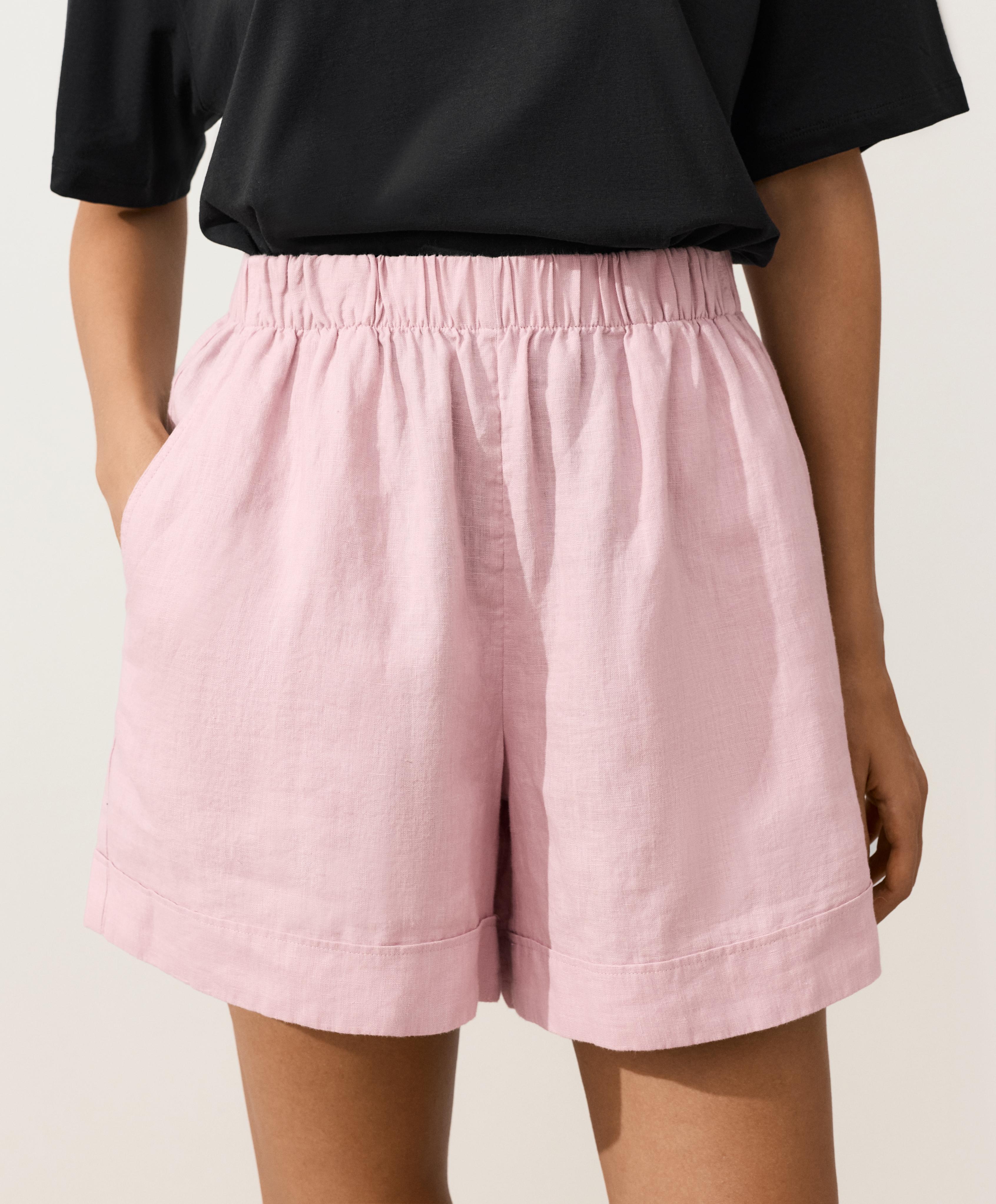 100% linen Bermuda shorts — DUSTY PINK
