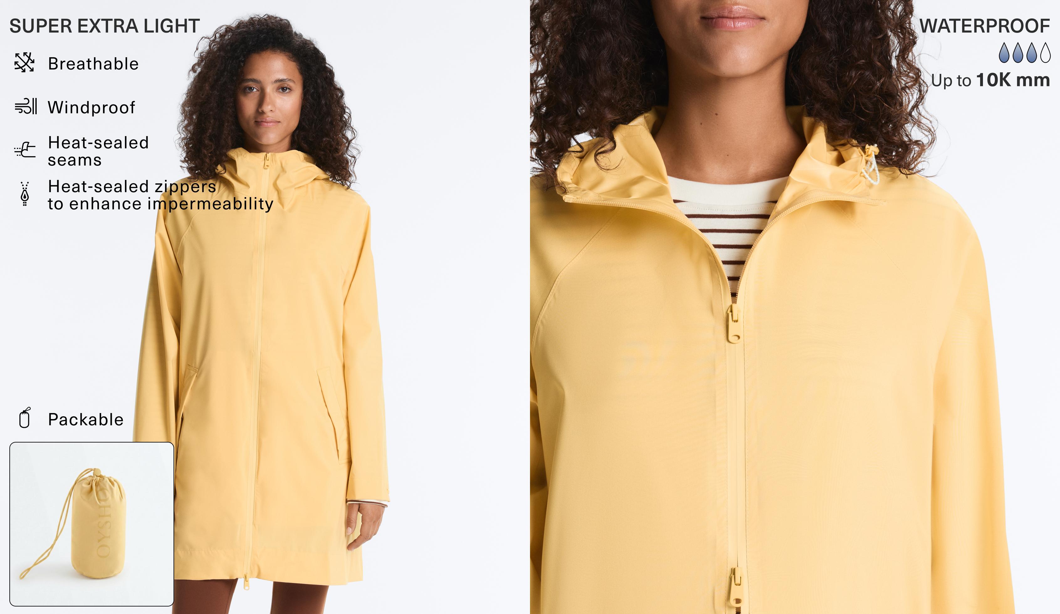 Packable super extra lightweight 10k waterproof jacket — MID-YELLOW