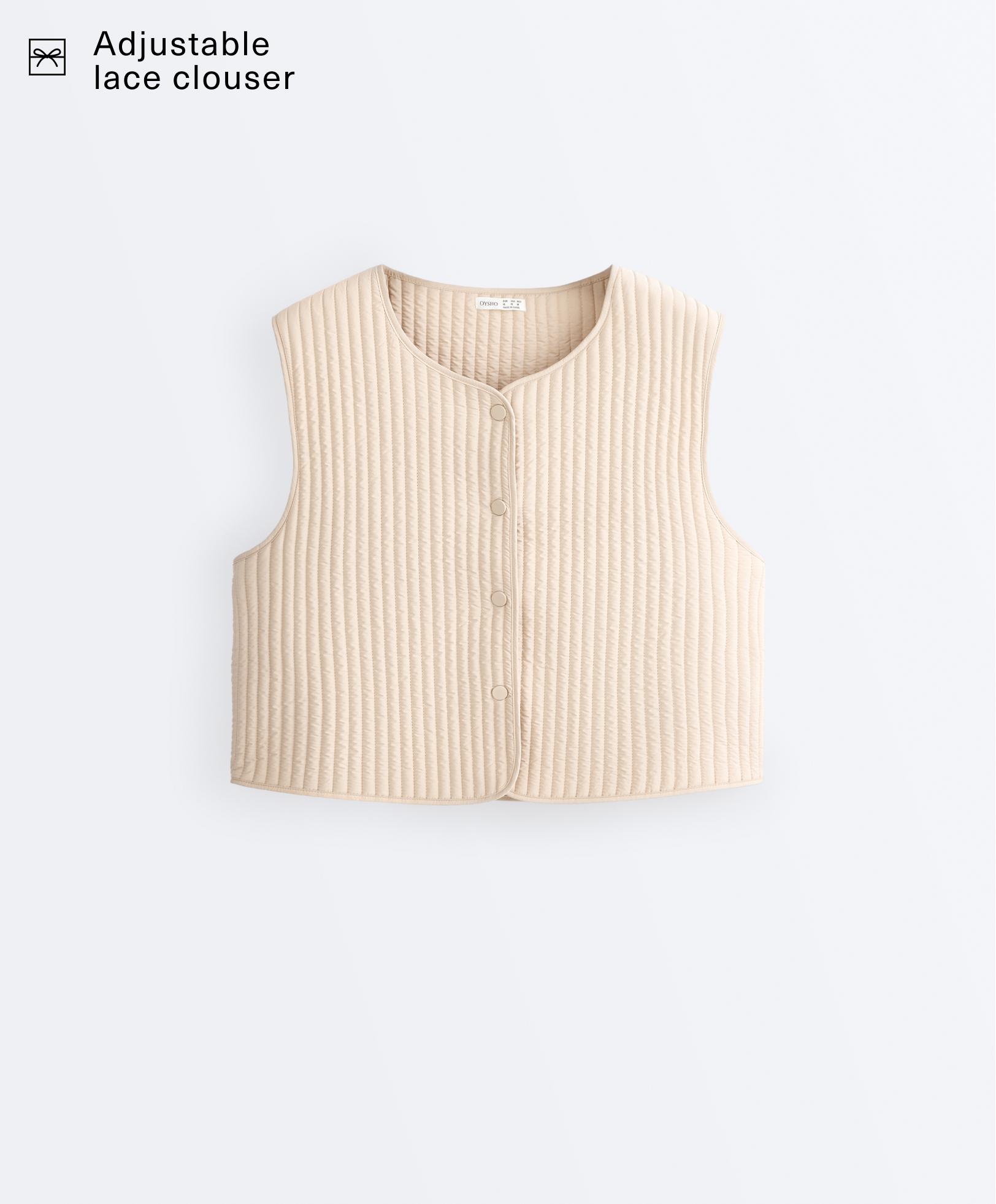Thin padded nylon gilet — PALE BEIGE
