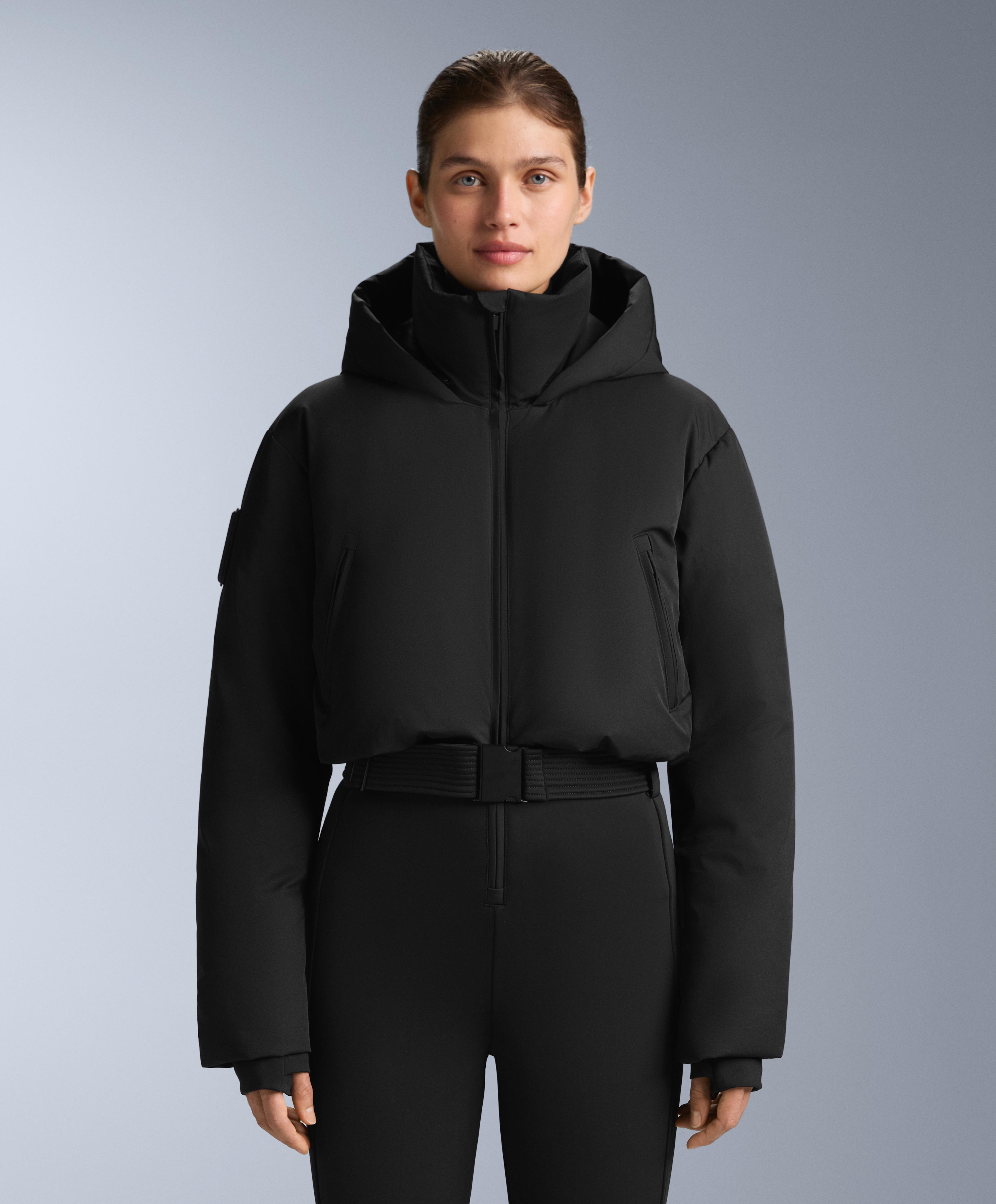 MINARDI PIUME SKI water-resistant padded 80% down and 20% feather jumpsuit — BLACK