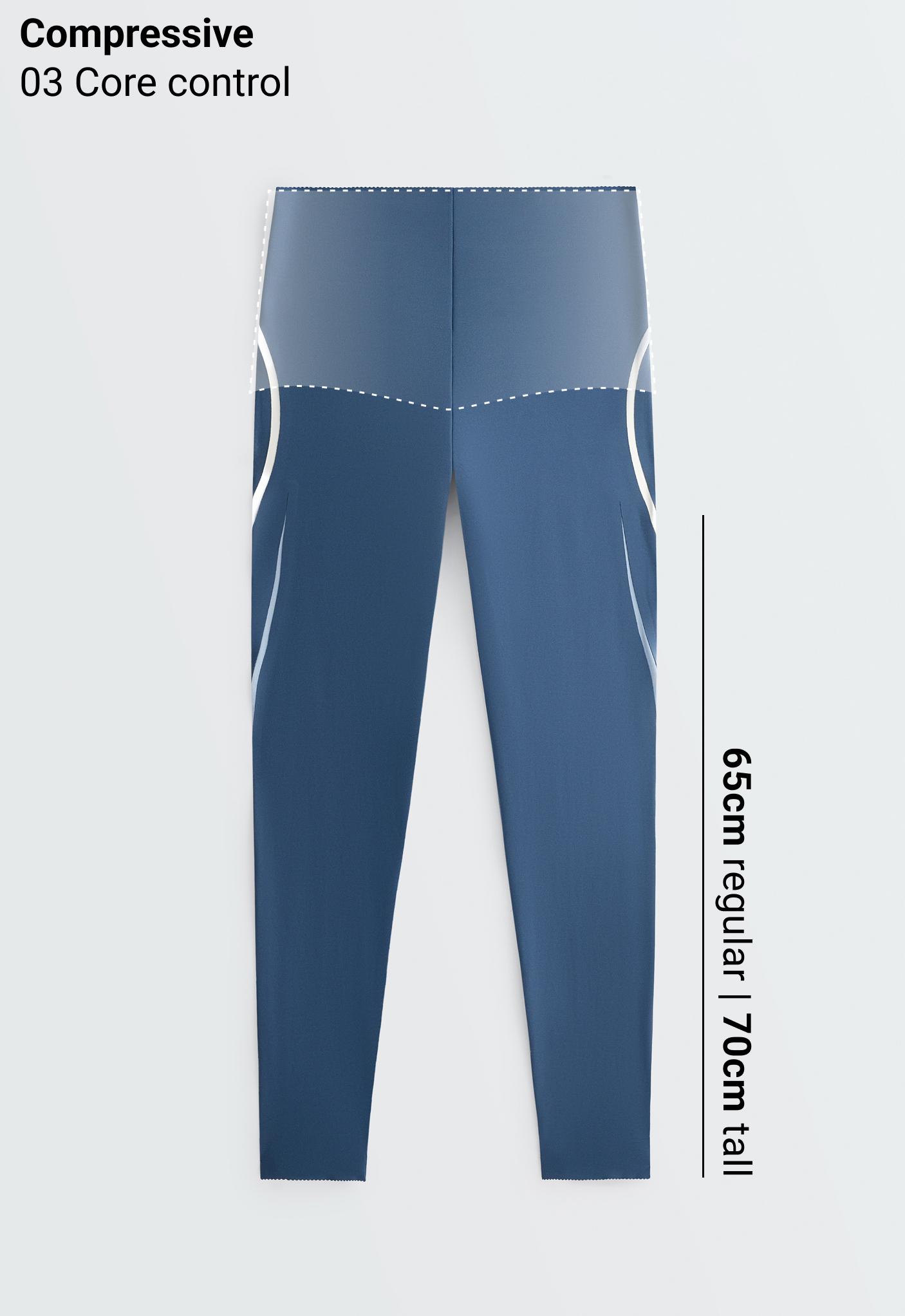 High-rise compressive core-control ankle-length leggings — MID GREY-BLUE