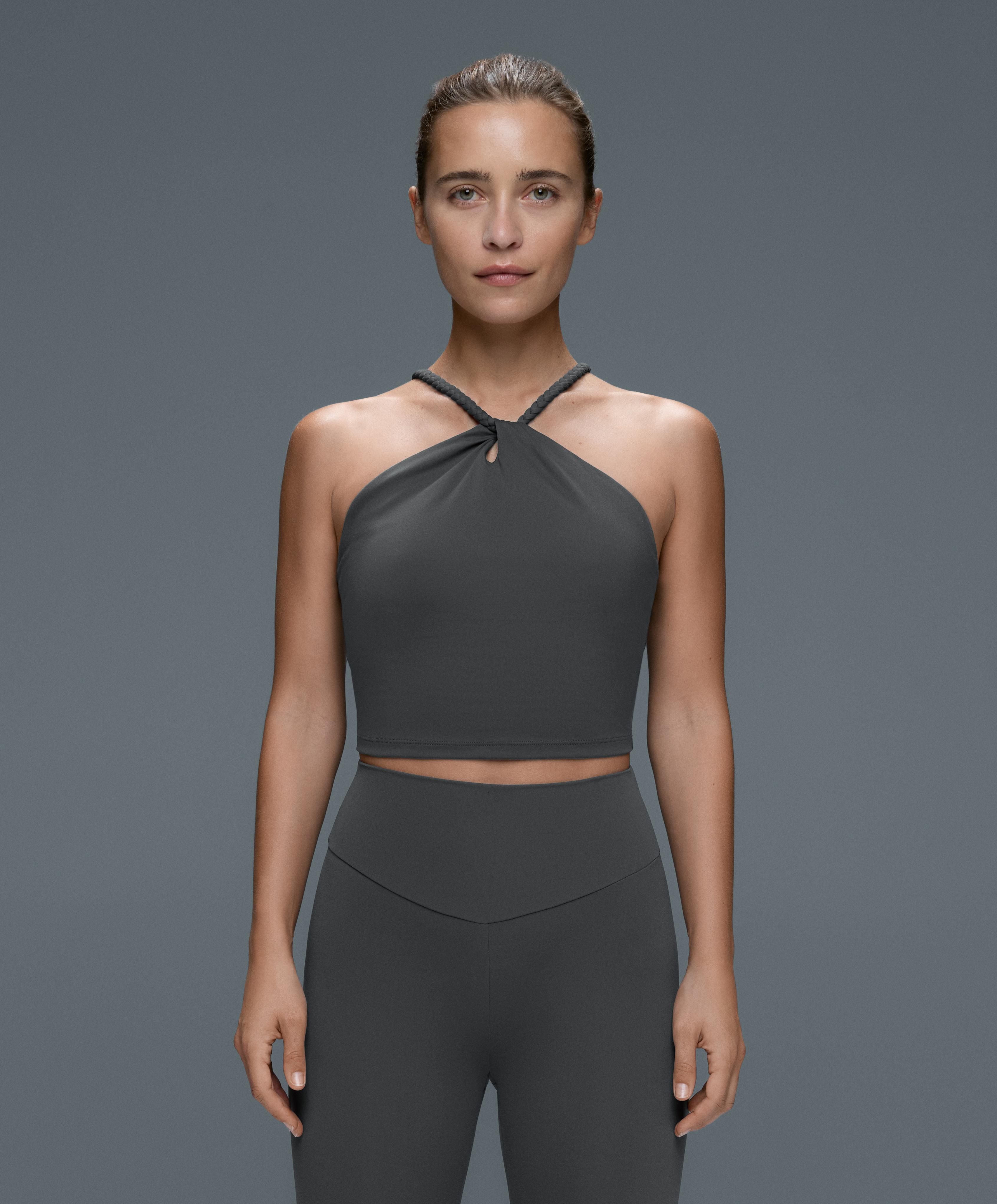 Comfortlux braided halter tank top — STEEL GREY