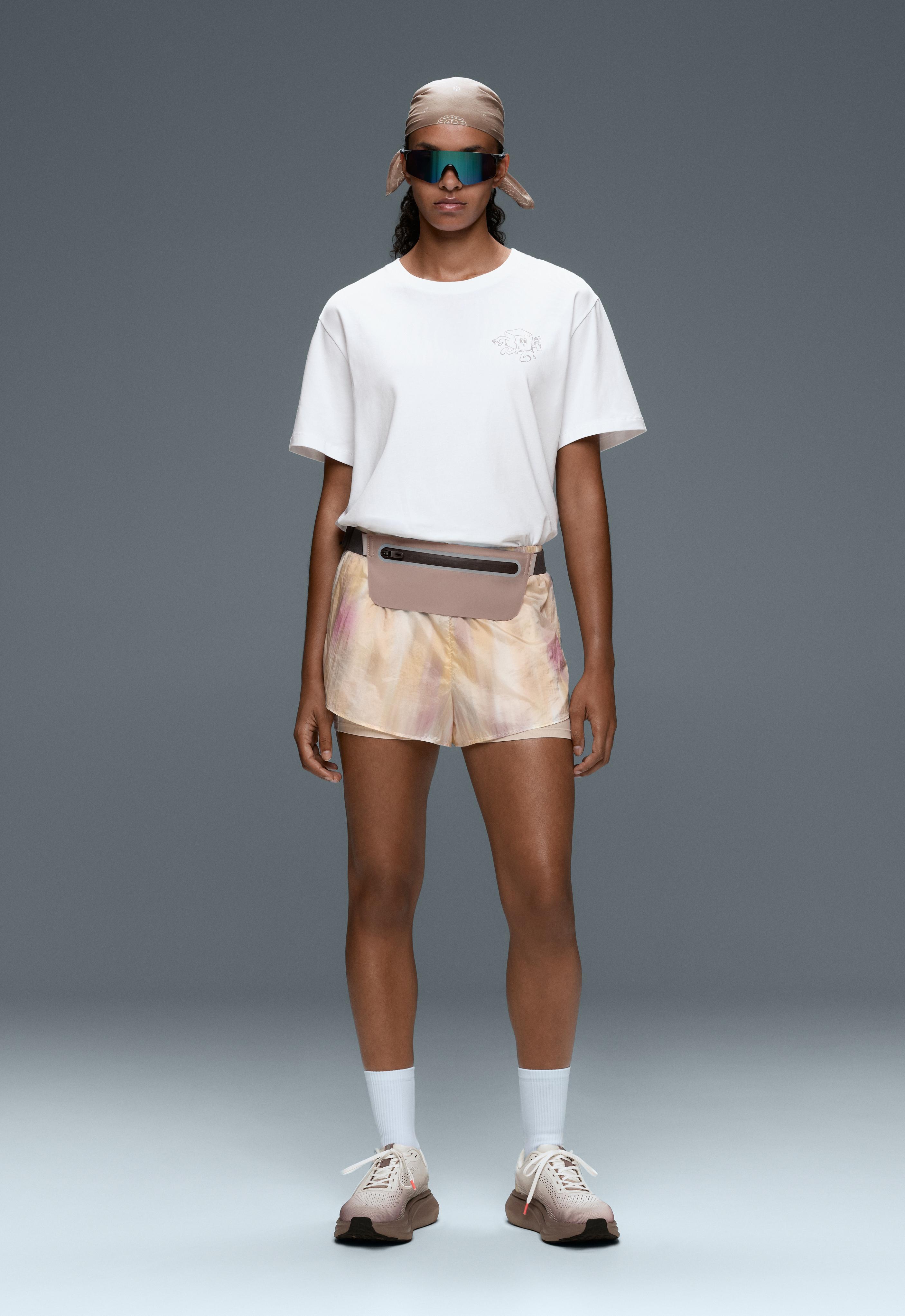 Printed boxy cotton blend short-sleeved T-shirt — WHITE 