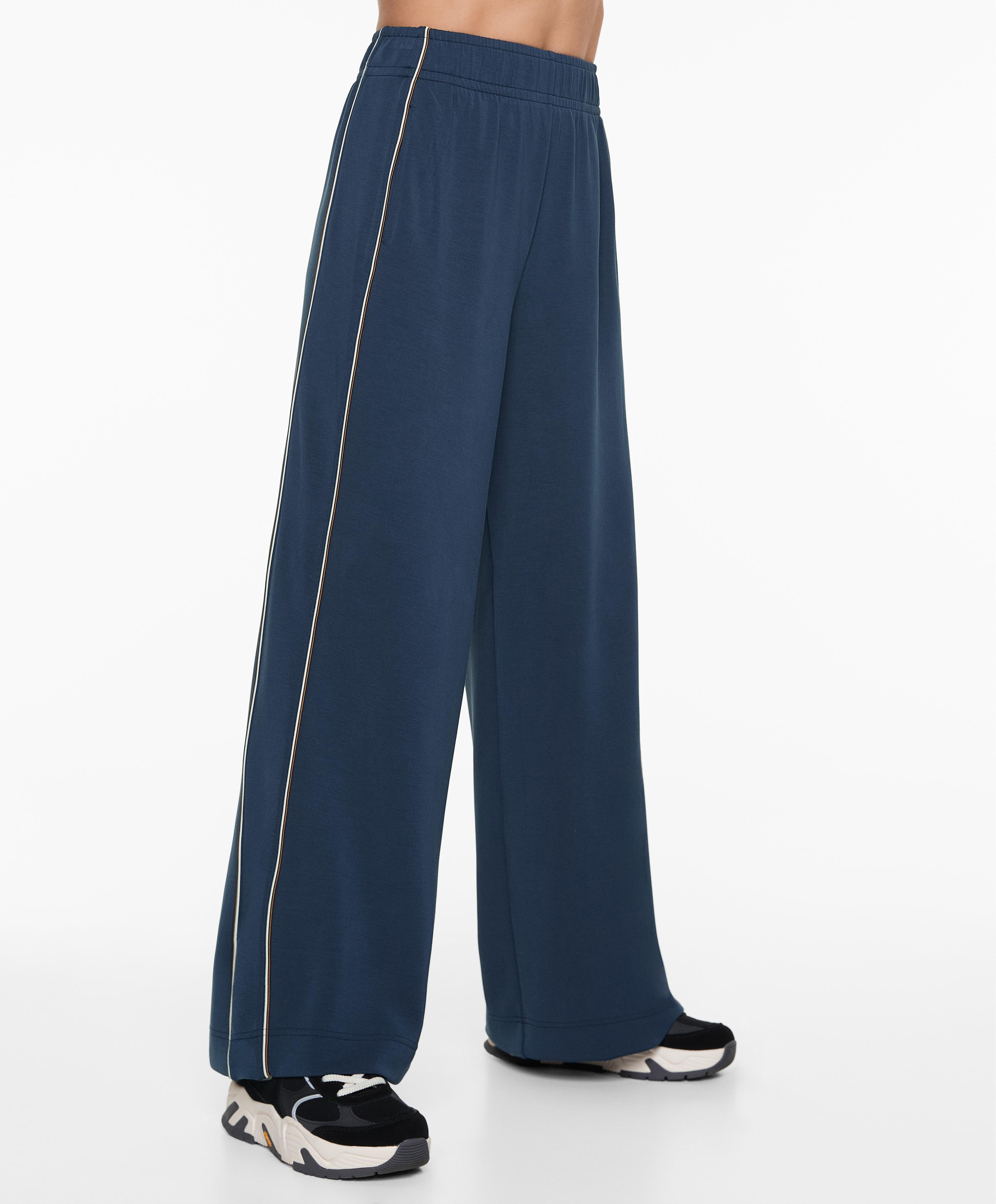 Straight-leg trousers with modal and piping