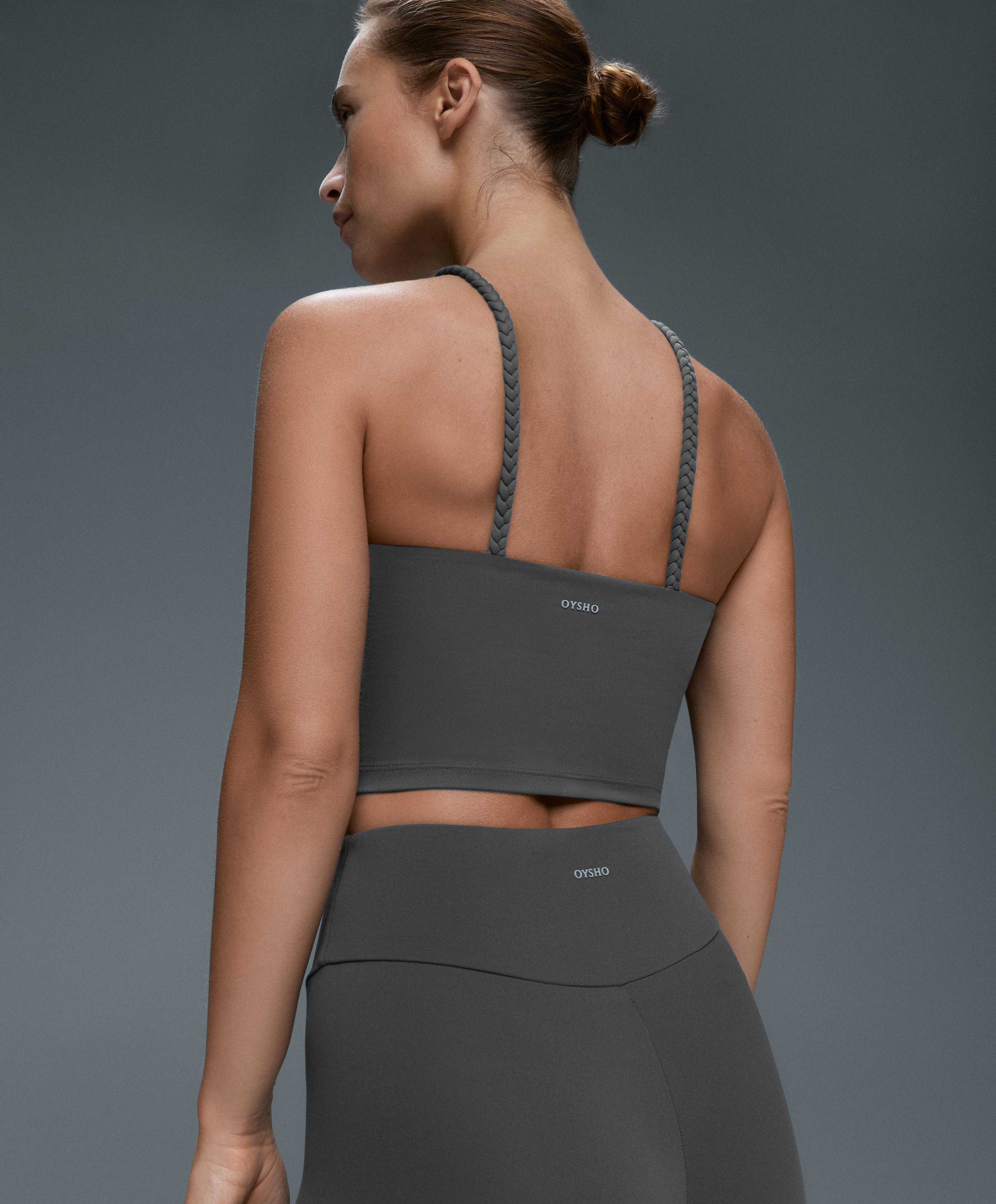 Comfortlux braided halter tank top — STEEL GREY