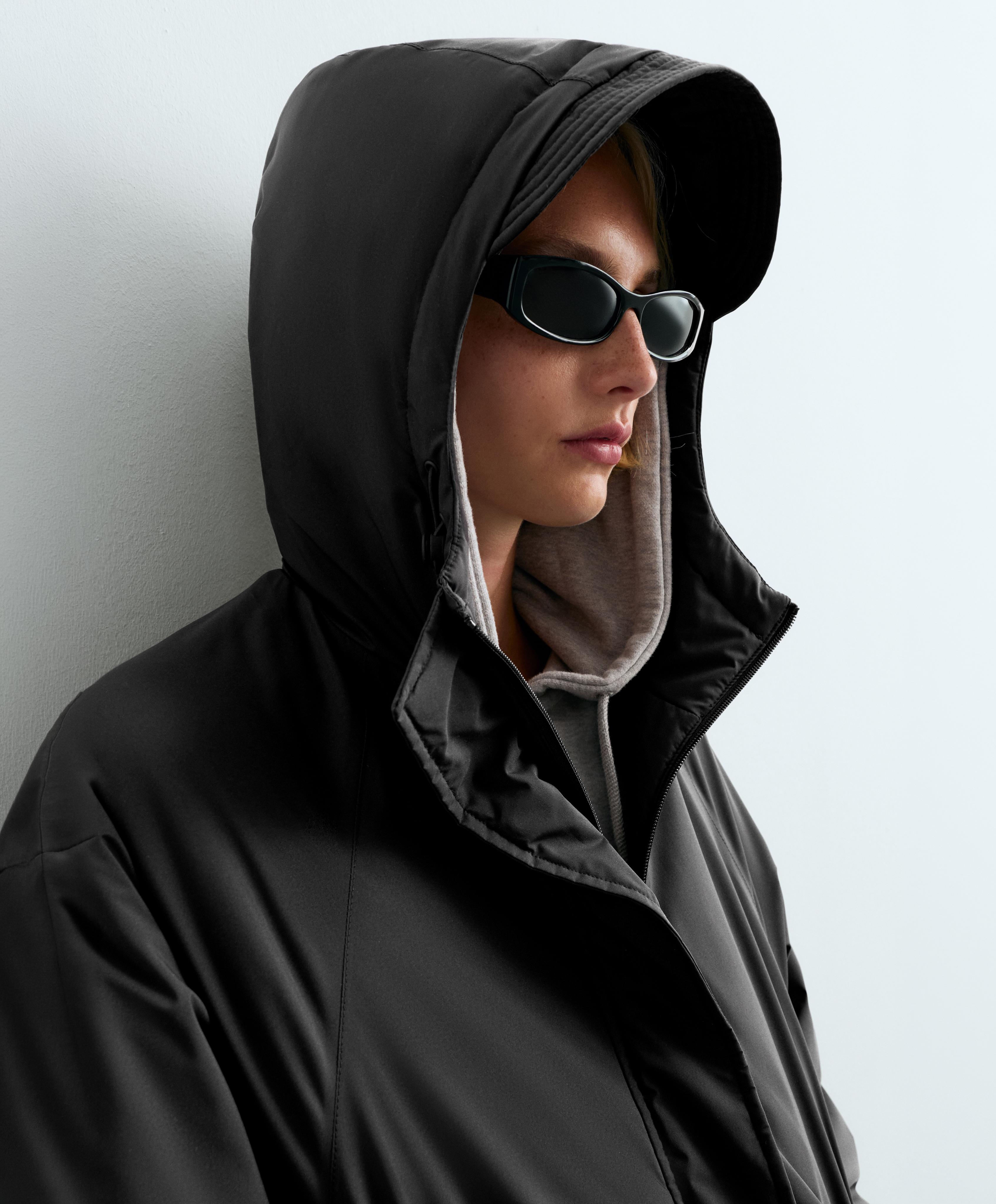 10k Thindown® waterproof super extra-light long padded jacket — BLACK