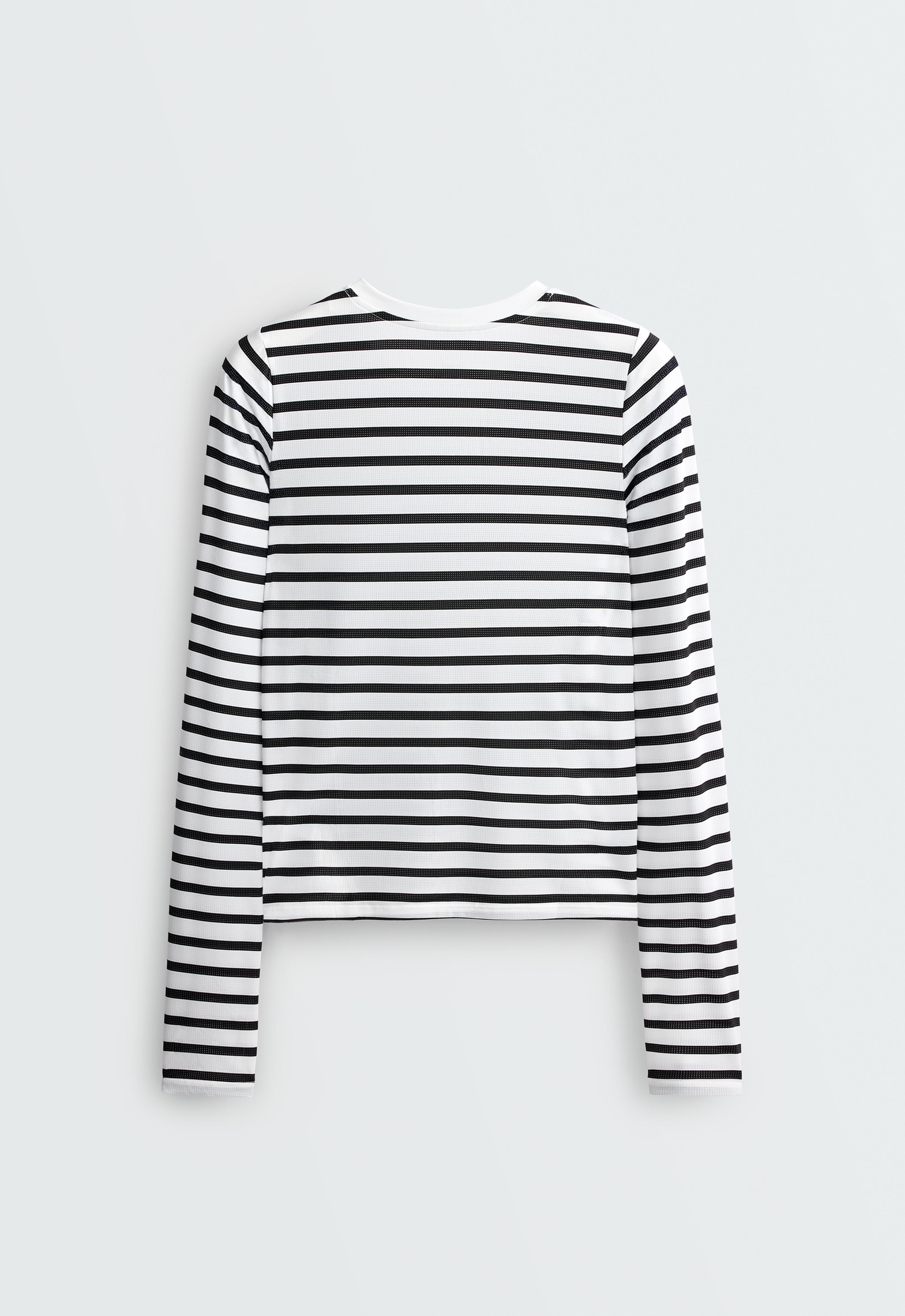 Striped long-sleeve technical T-shirt — BLACK