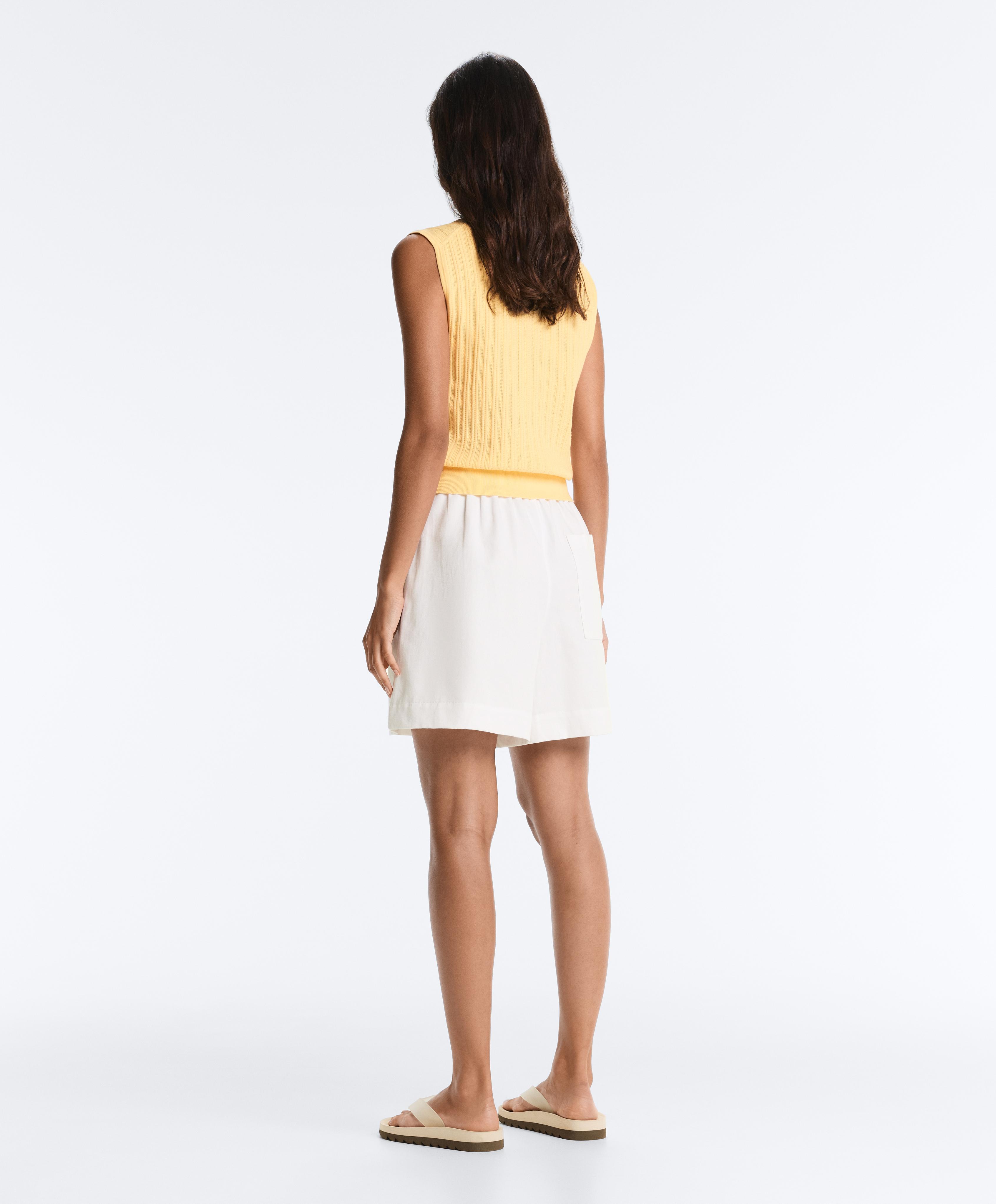 Sleeveless open knit jumper — MID-YELLOW