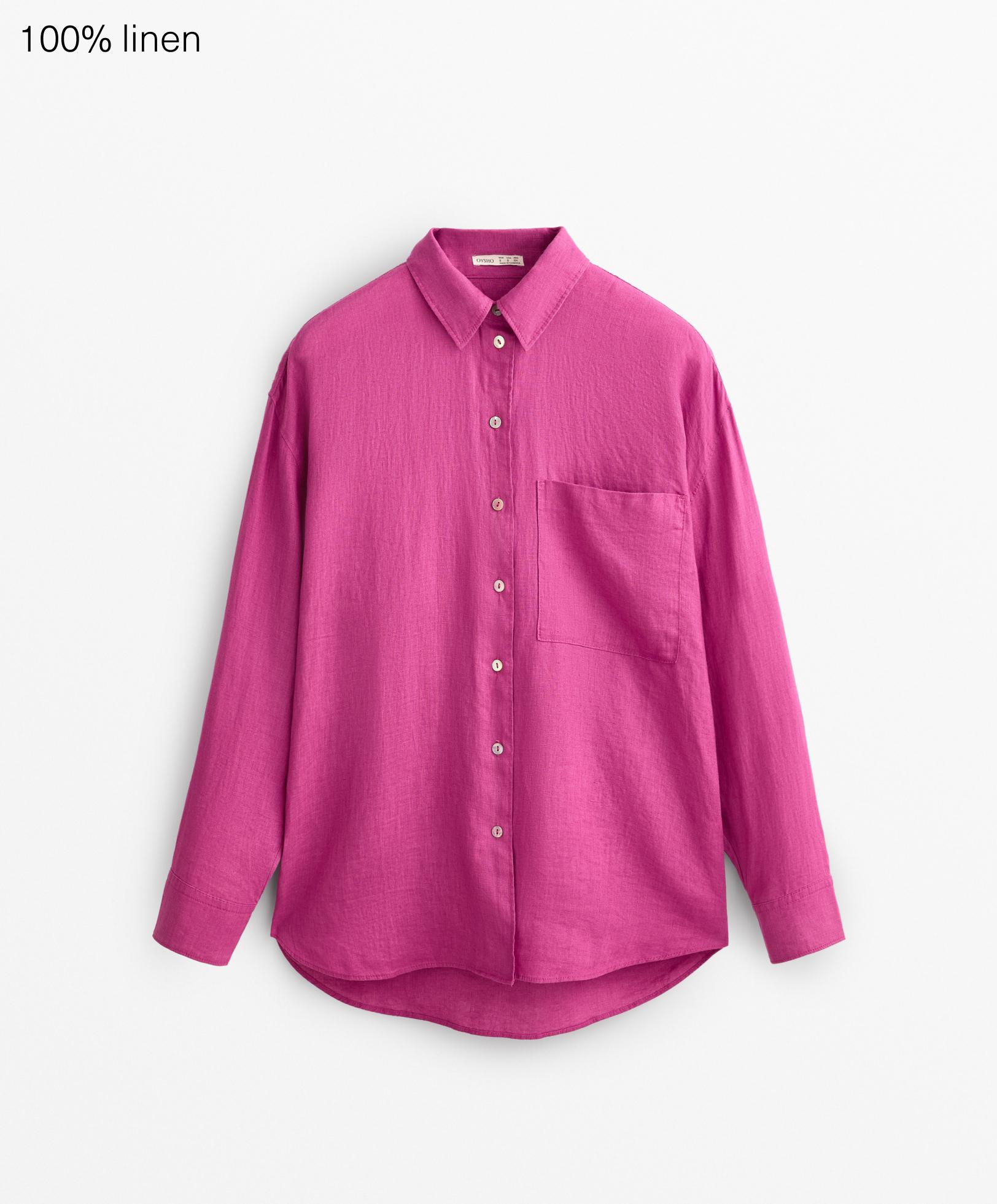 100% linen long-sleeved shirt