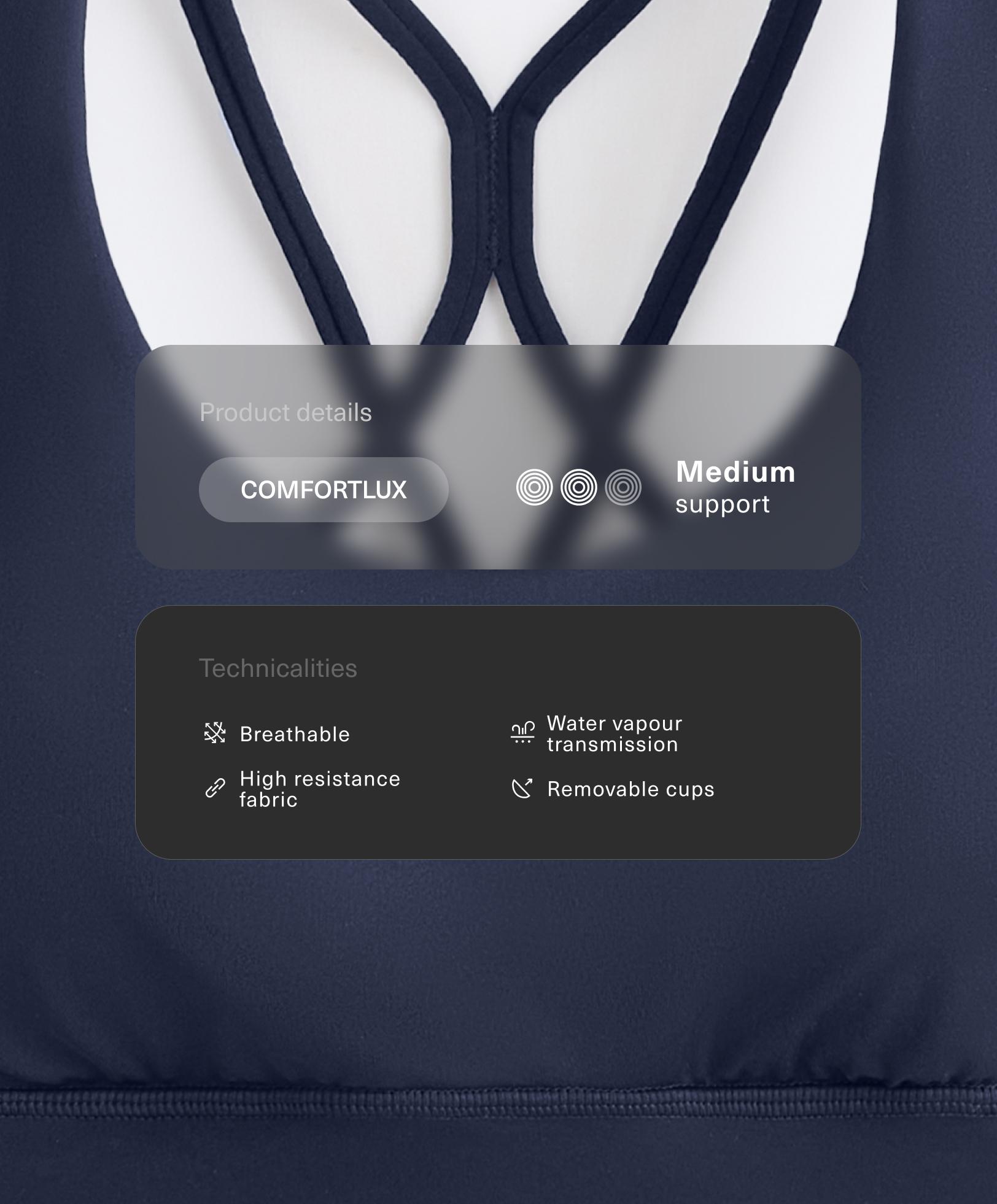 Medium-support Comfortlux sports bra with cups — NAVY BLUE