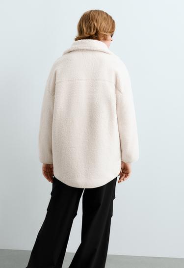 High-neck faux-shearling jacket — ECRU 5