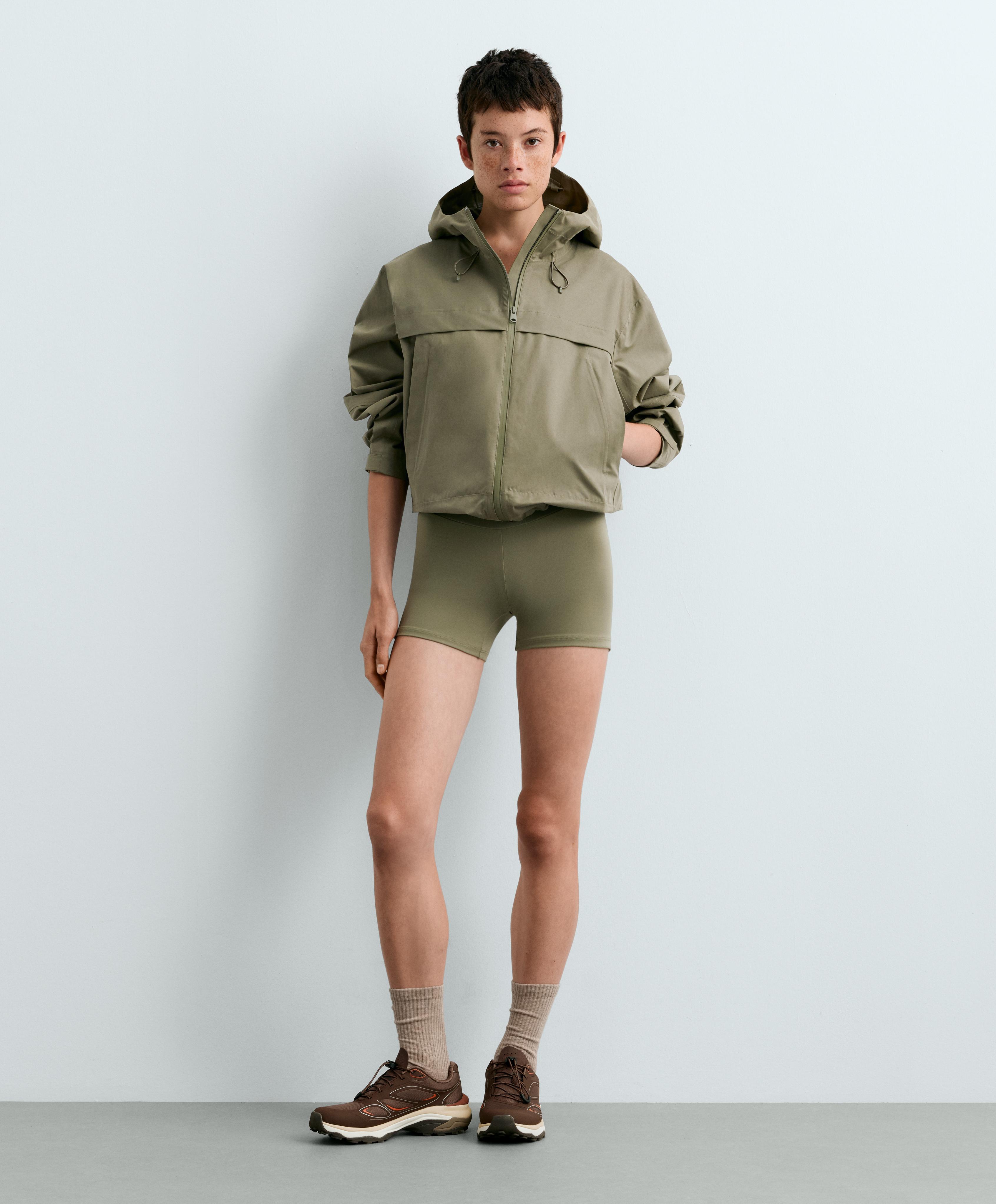 Short 10k waterproof canvas technical jacket — DARK KHAKI