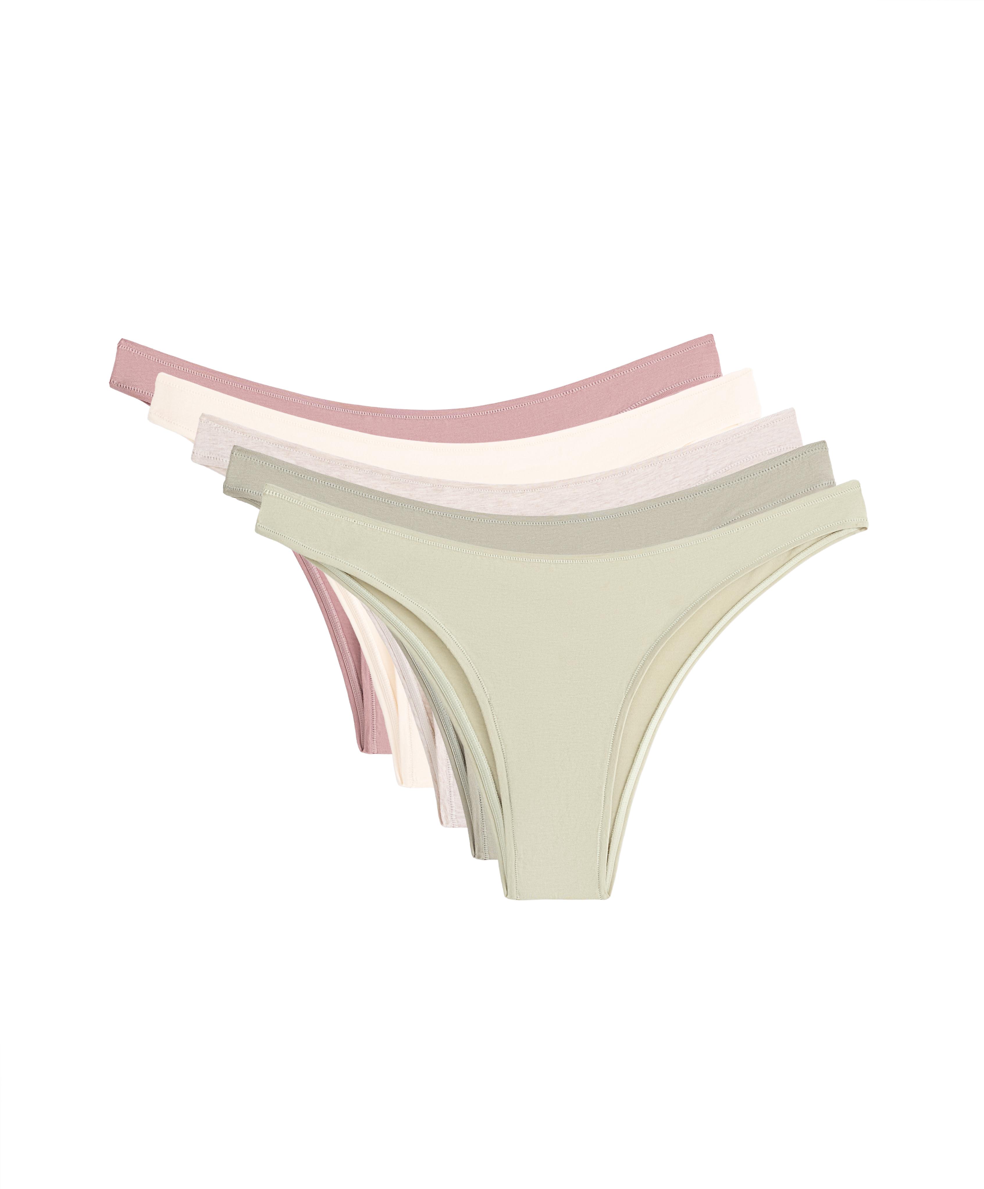 5 cotton blend Brazilian briefs — KHAKI