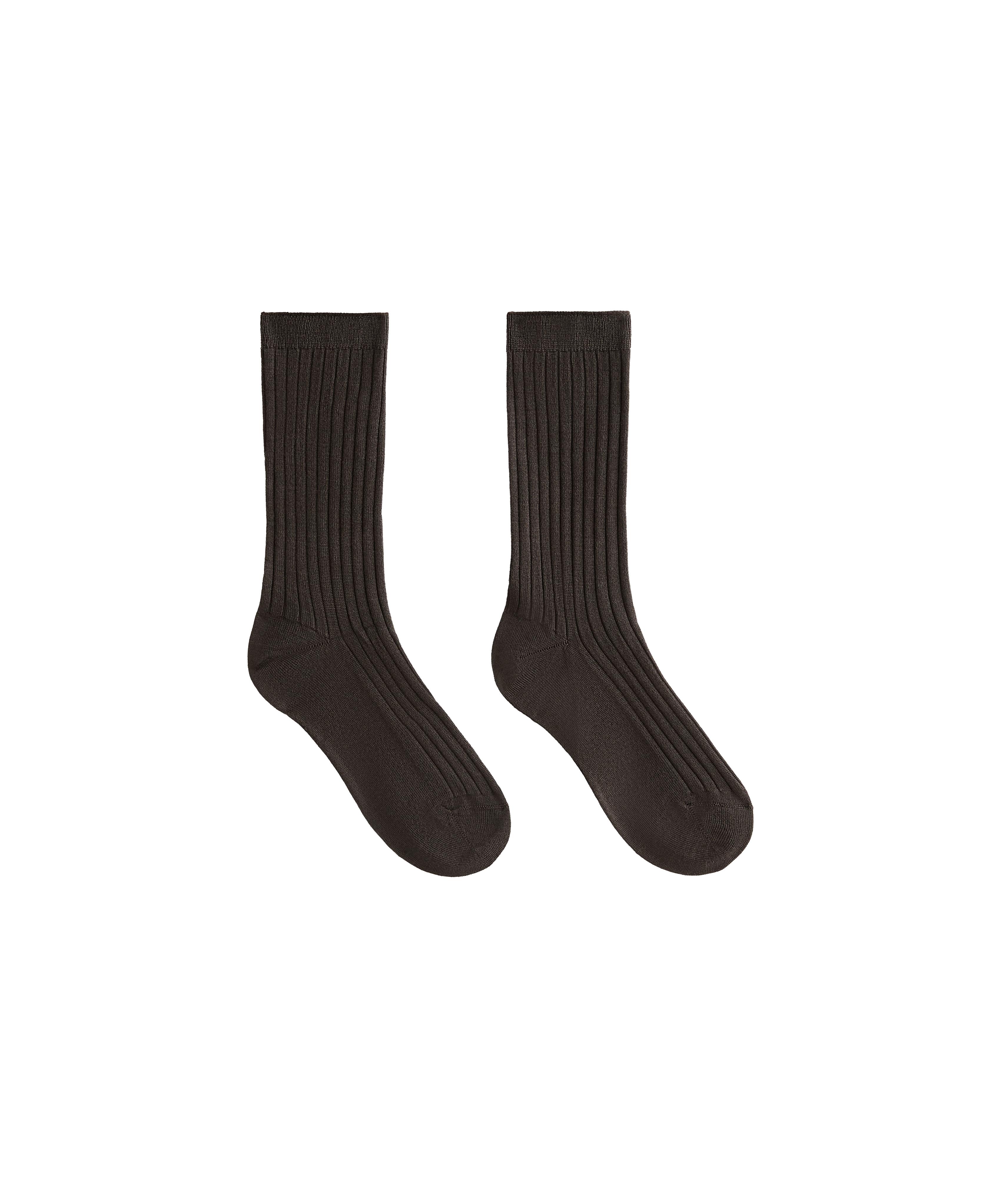 Classic Rib silk blend sock — CHOCOLATE