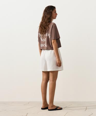 100% cotton gauze bermuda shorts — WHITE  5
