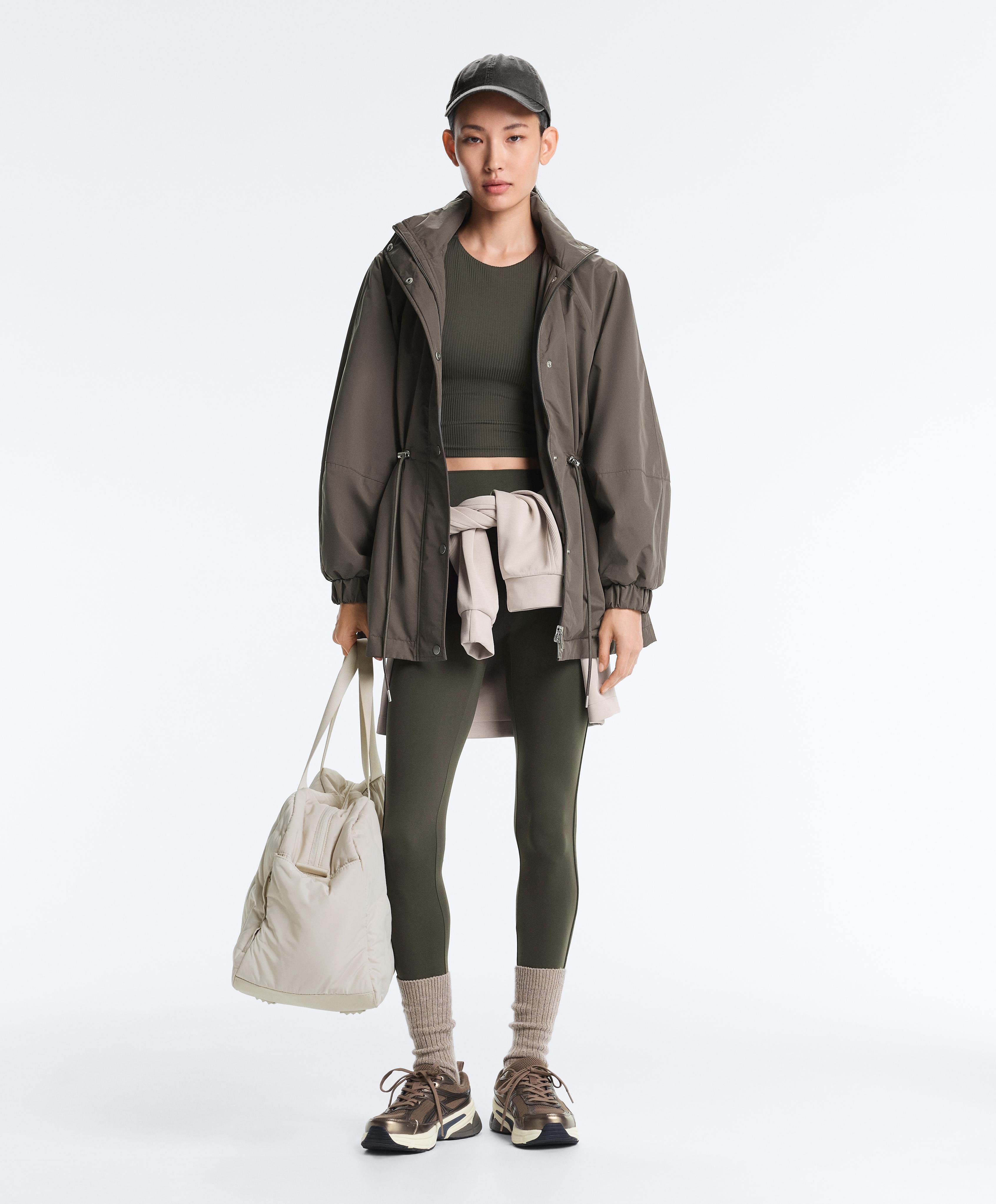 Green Comfortlux rib ankle-length high-rise total look