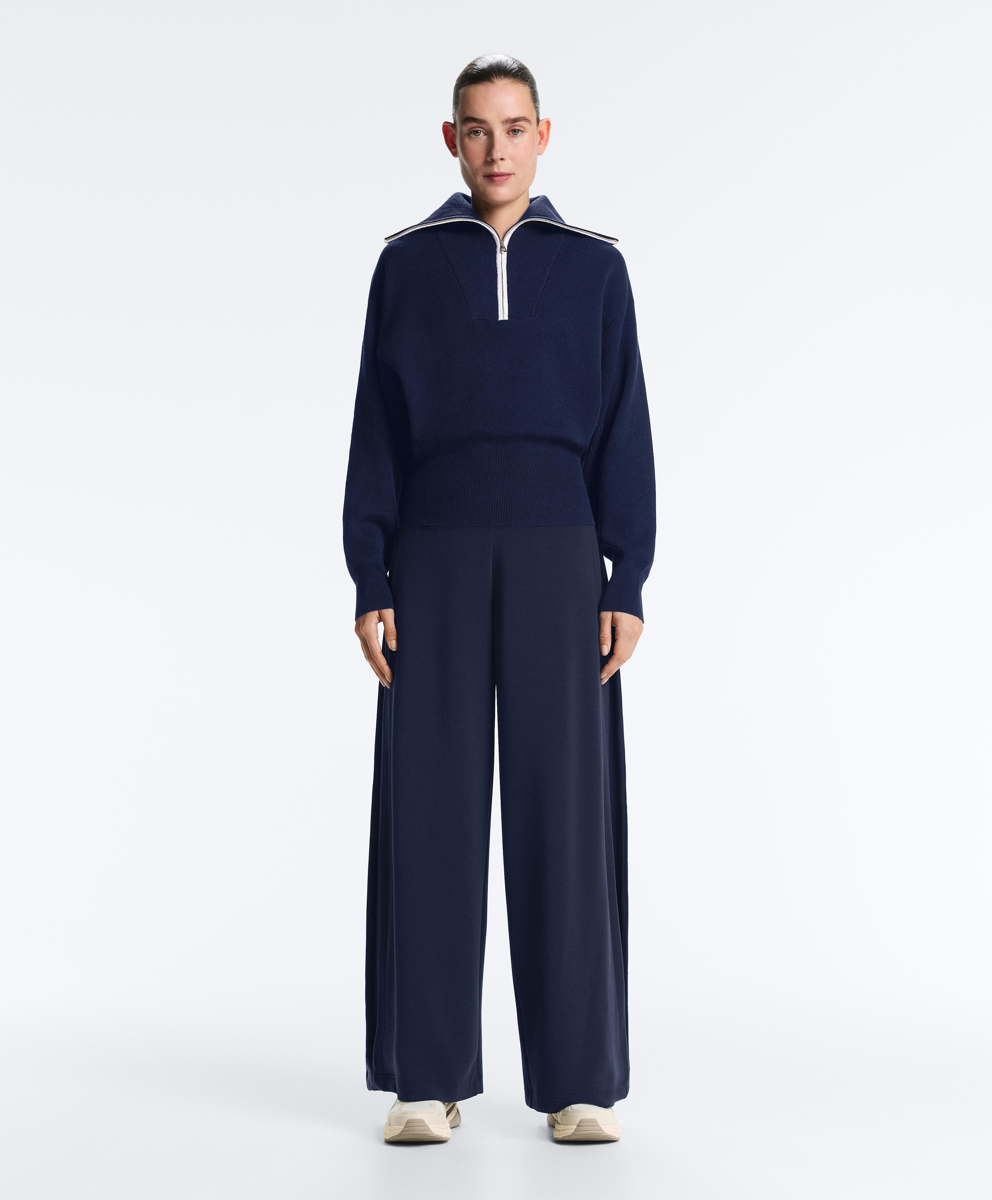 Half-zip high-neck jumper — NAVY BLUE