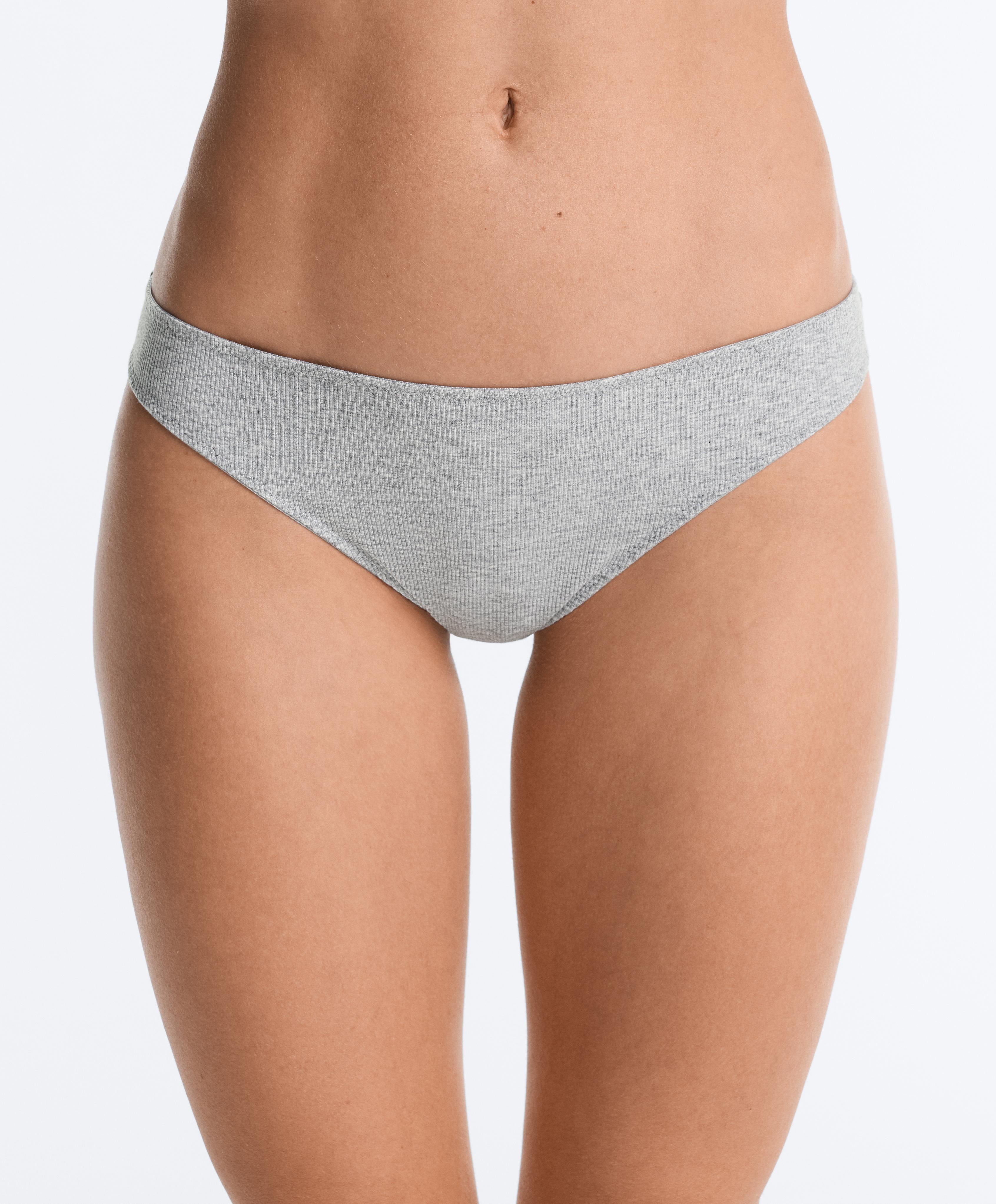 5 rib cotton blend Brazilian briefs — GREY MELANGE