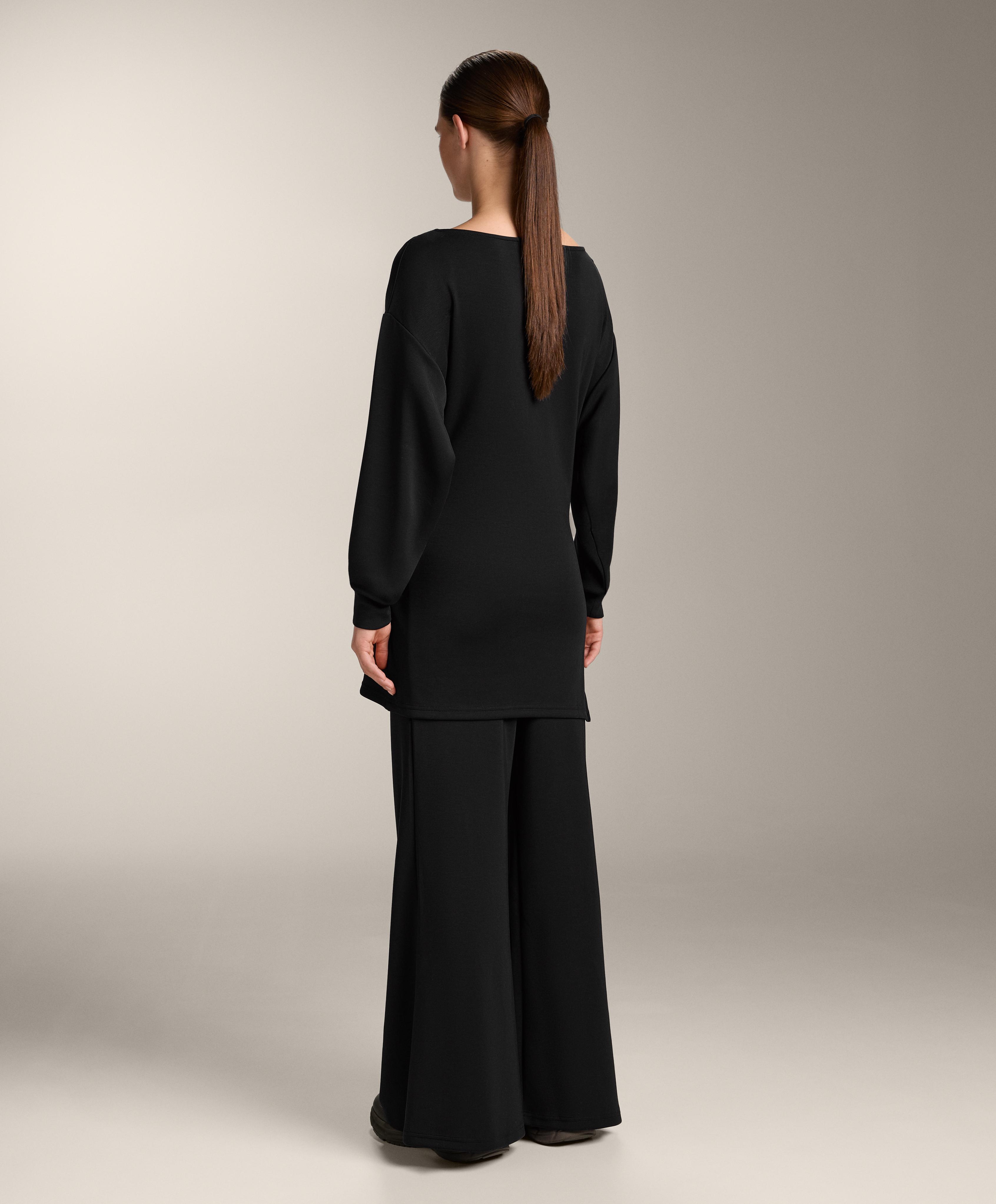 Long soft-touch modal sweatshirt with knot detail — BLACK