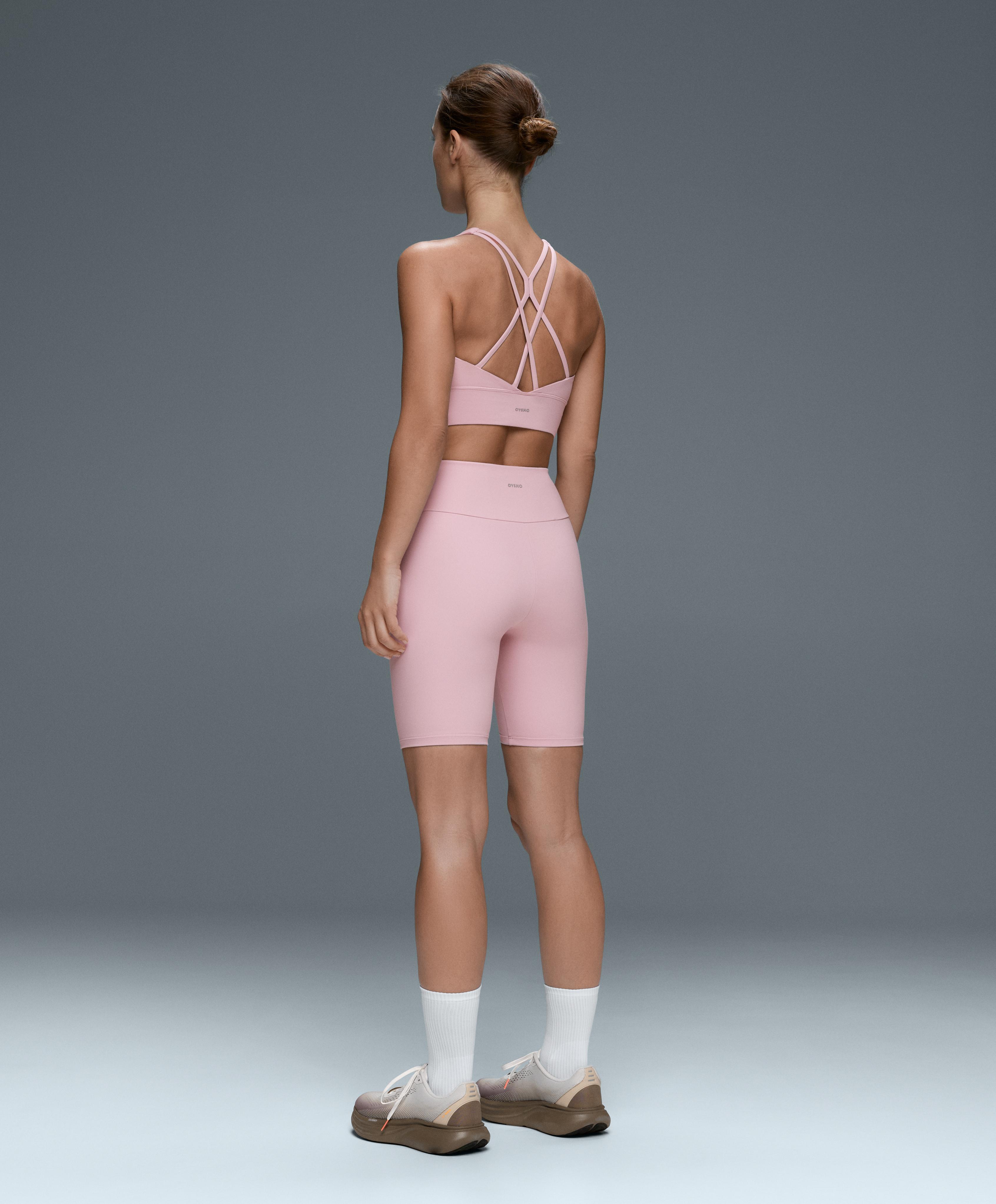 Comfortlux high-rise 20cm biker leggings — PALE PINK