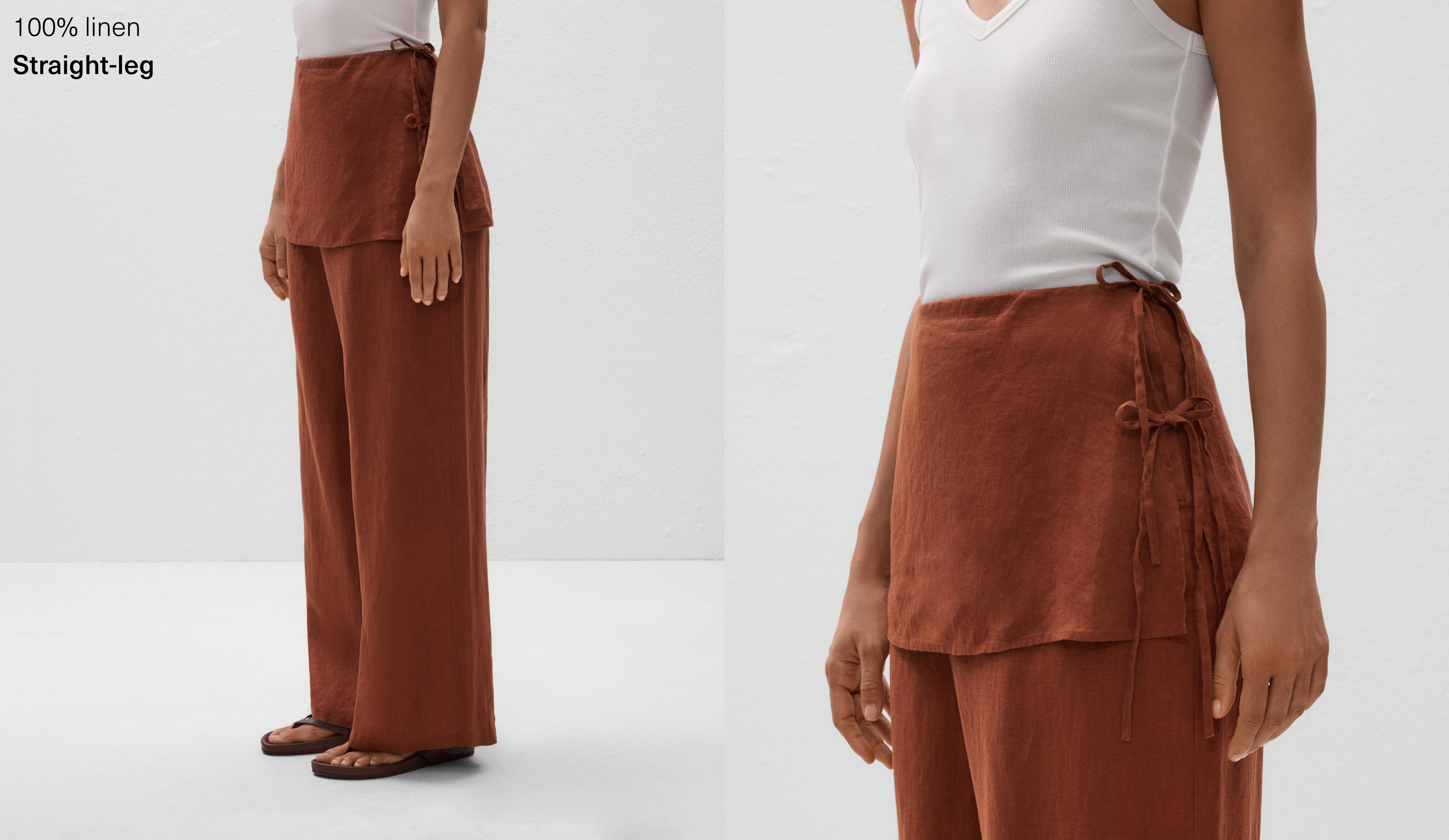 Pantalon avec jupe superposée 100 % lin - Soldes