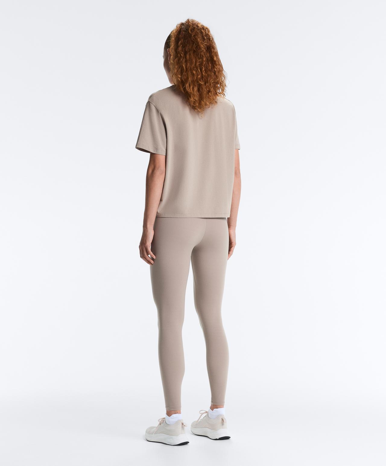Boxy short-sleeved cotton blend T-shirt — PALE TAUPE