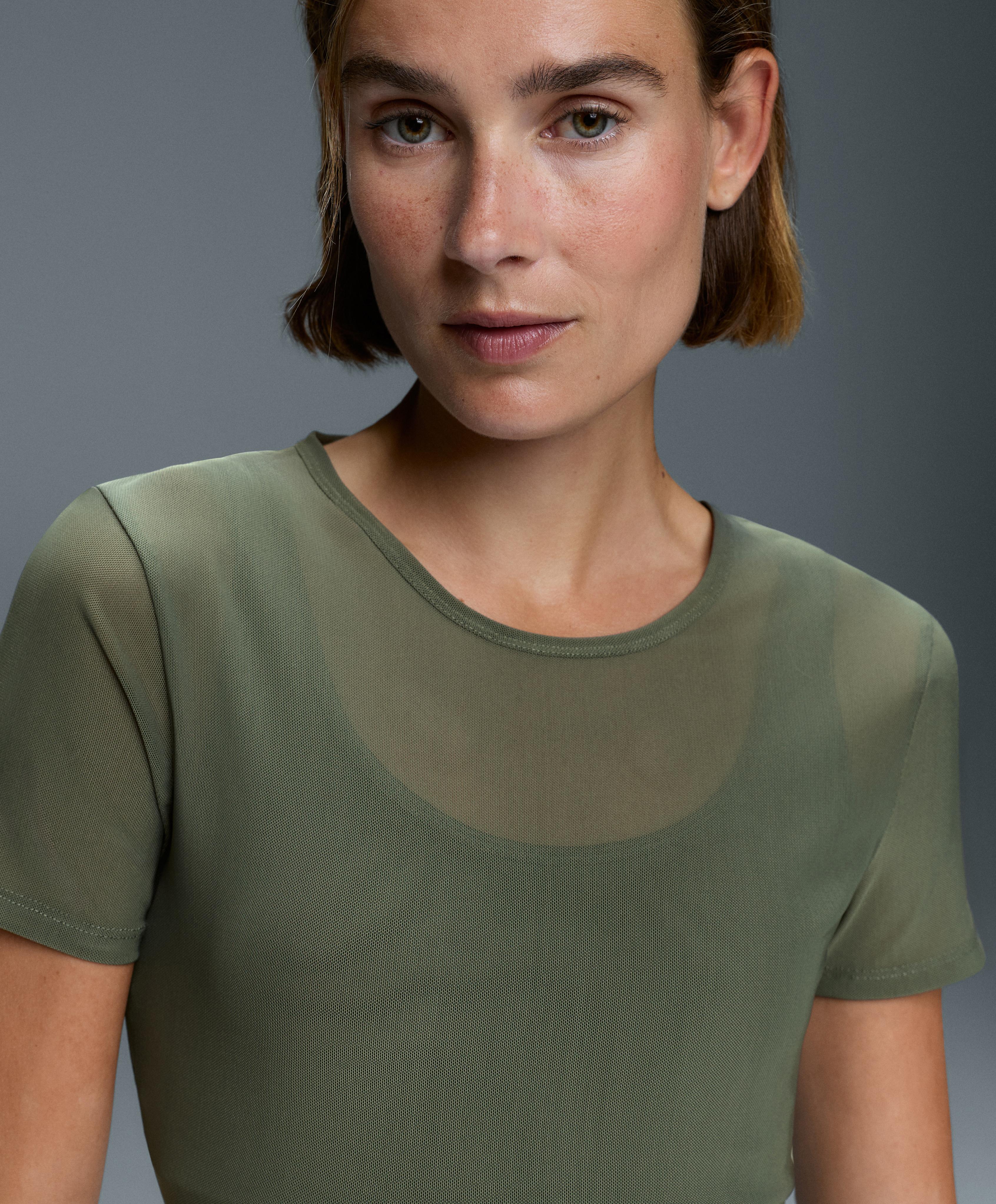 Evermove short-sleeved overlay tank top — KHAKI