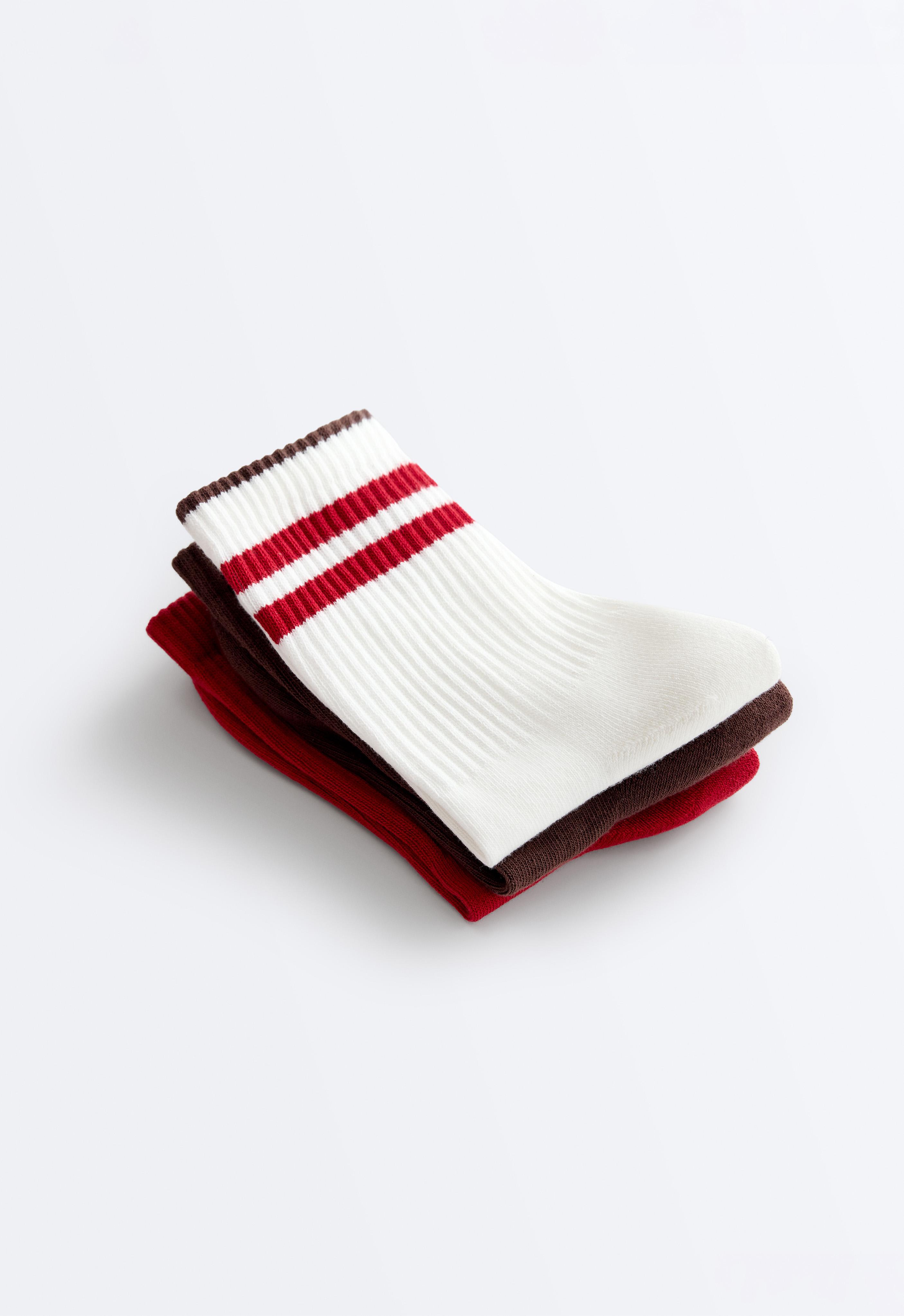 3 pairs of classic cotton blend sports socks — CHOCOLATE