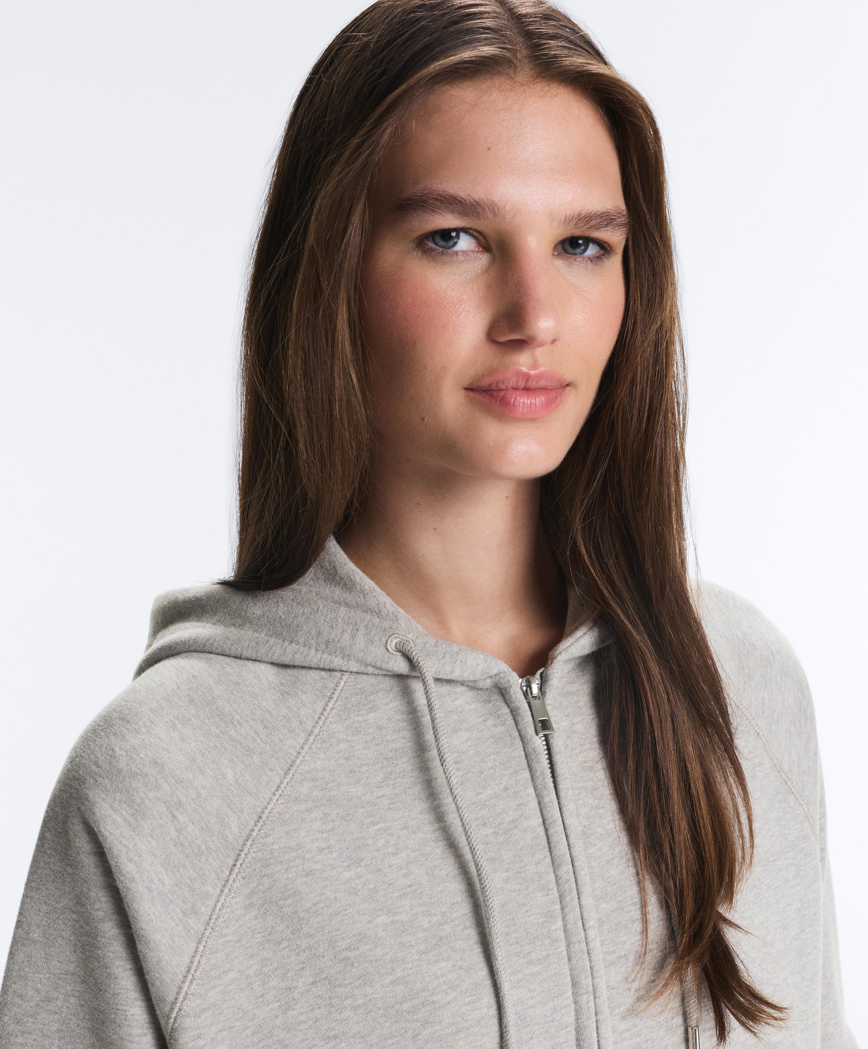 Zip-up fleece hoodie — MID-GREY MELANGE