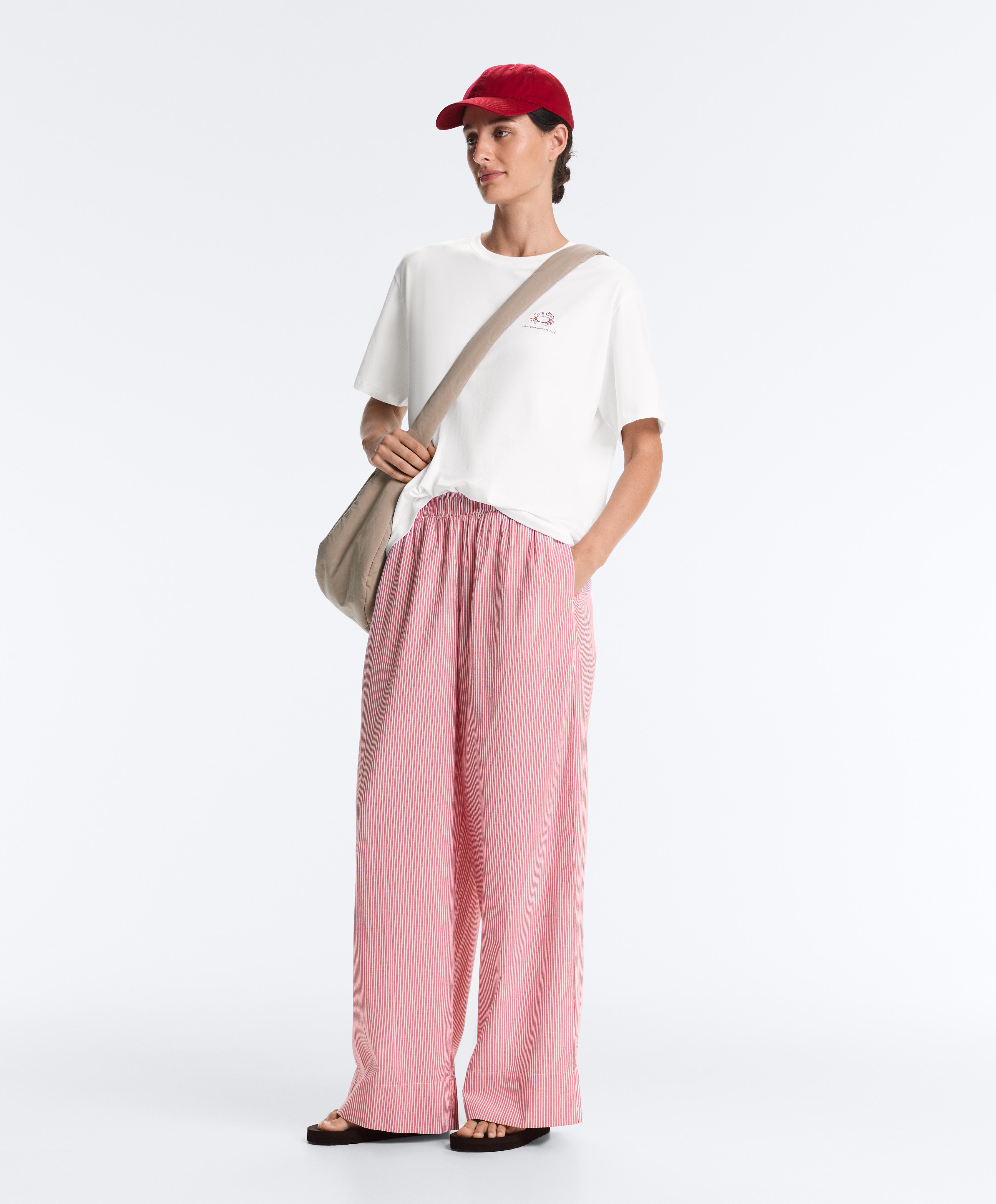 Pantalón recto 100% algodón estampado rayas