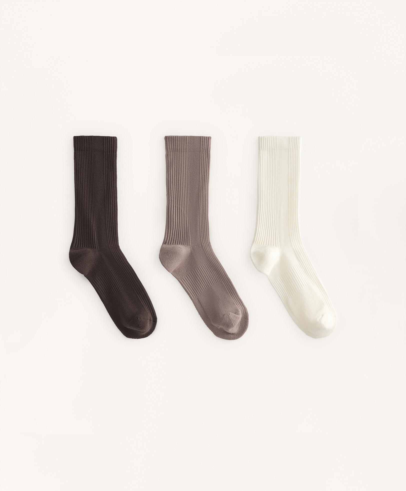 3 pairs of Classic polyamide blend sports socks — BROWN