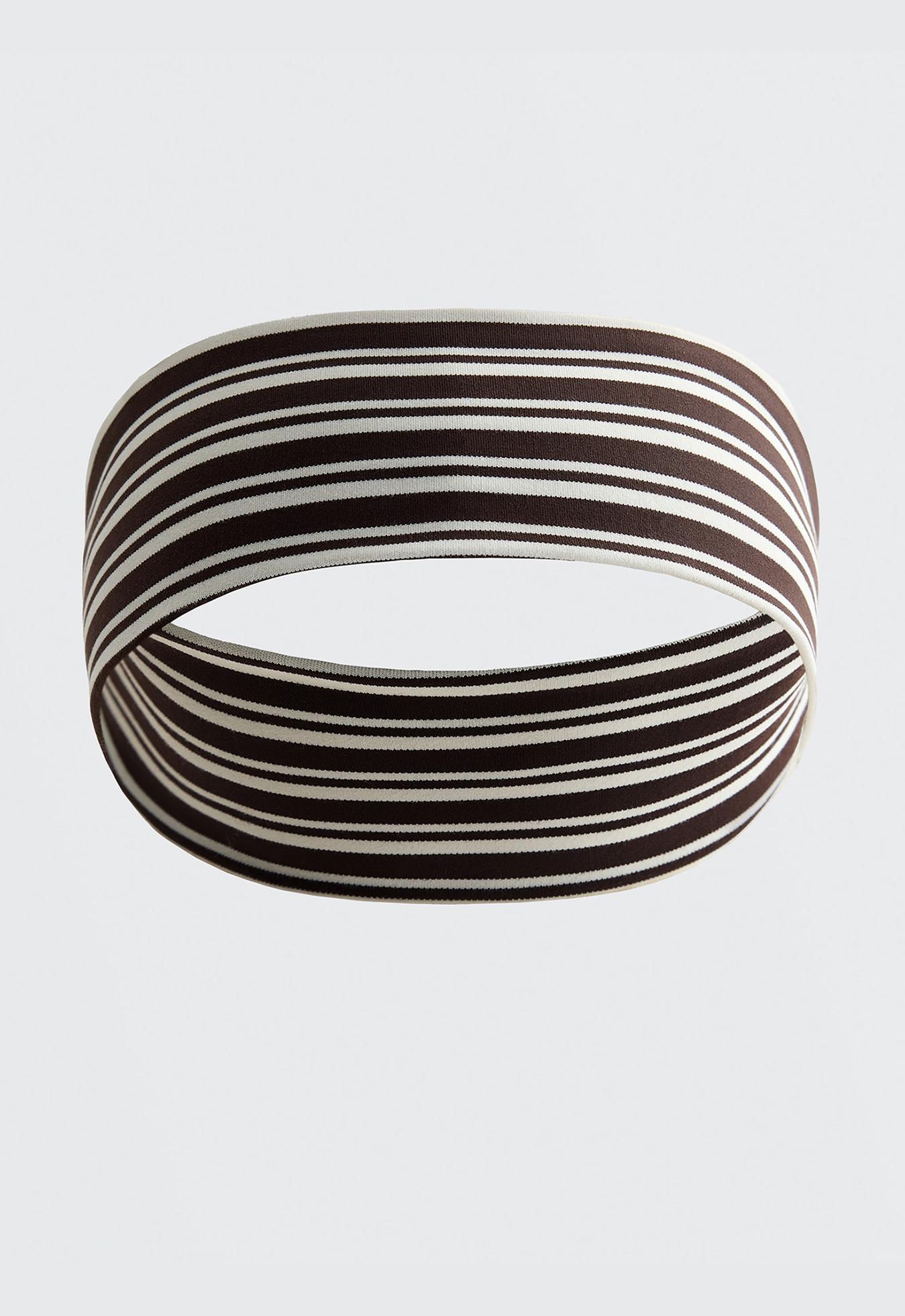 6 cm striped sports headband — DARK BROWN