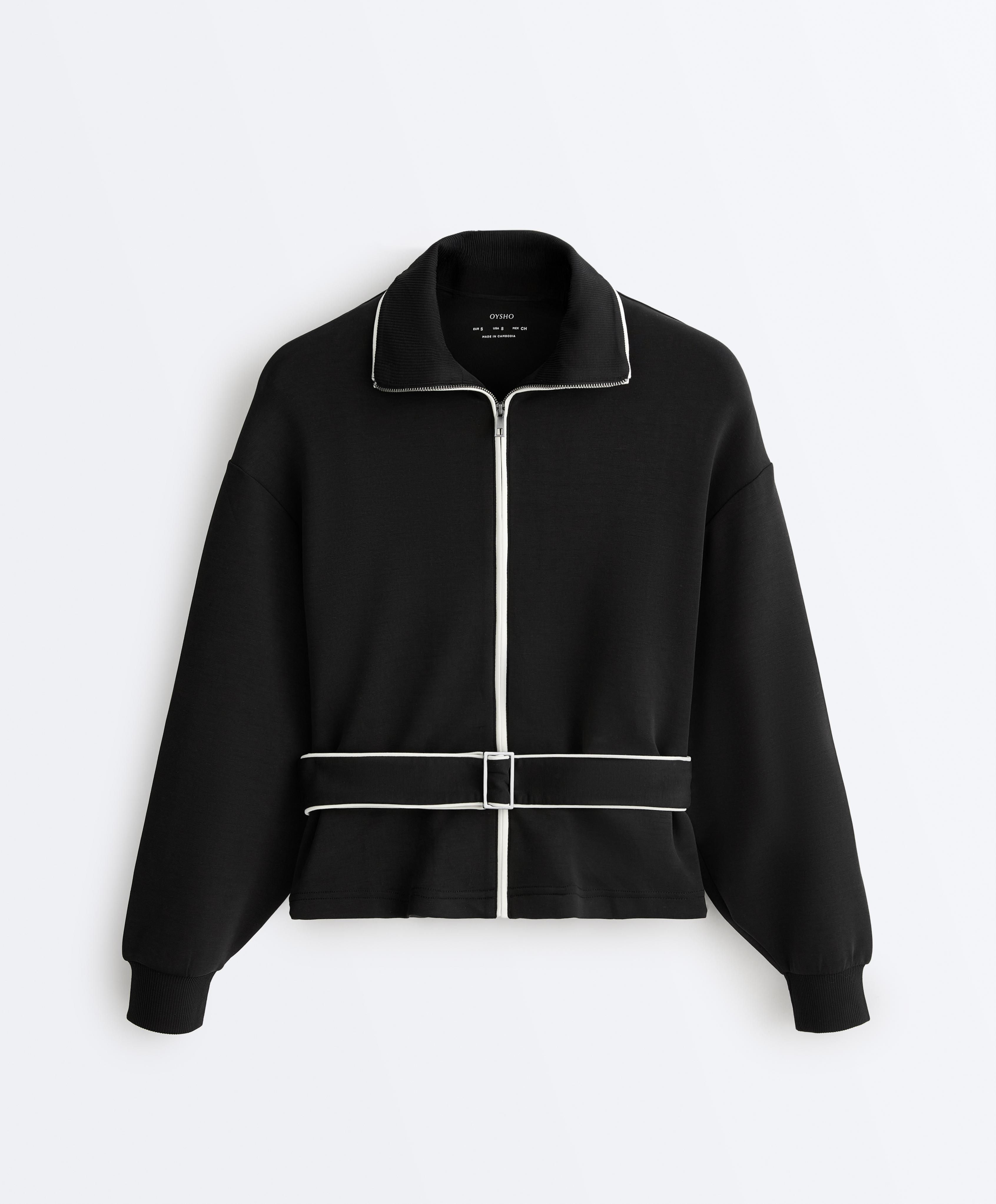 Piping jacket with soft-touch modal — BLACK