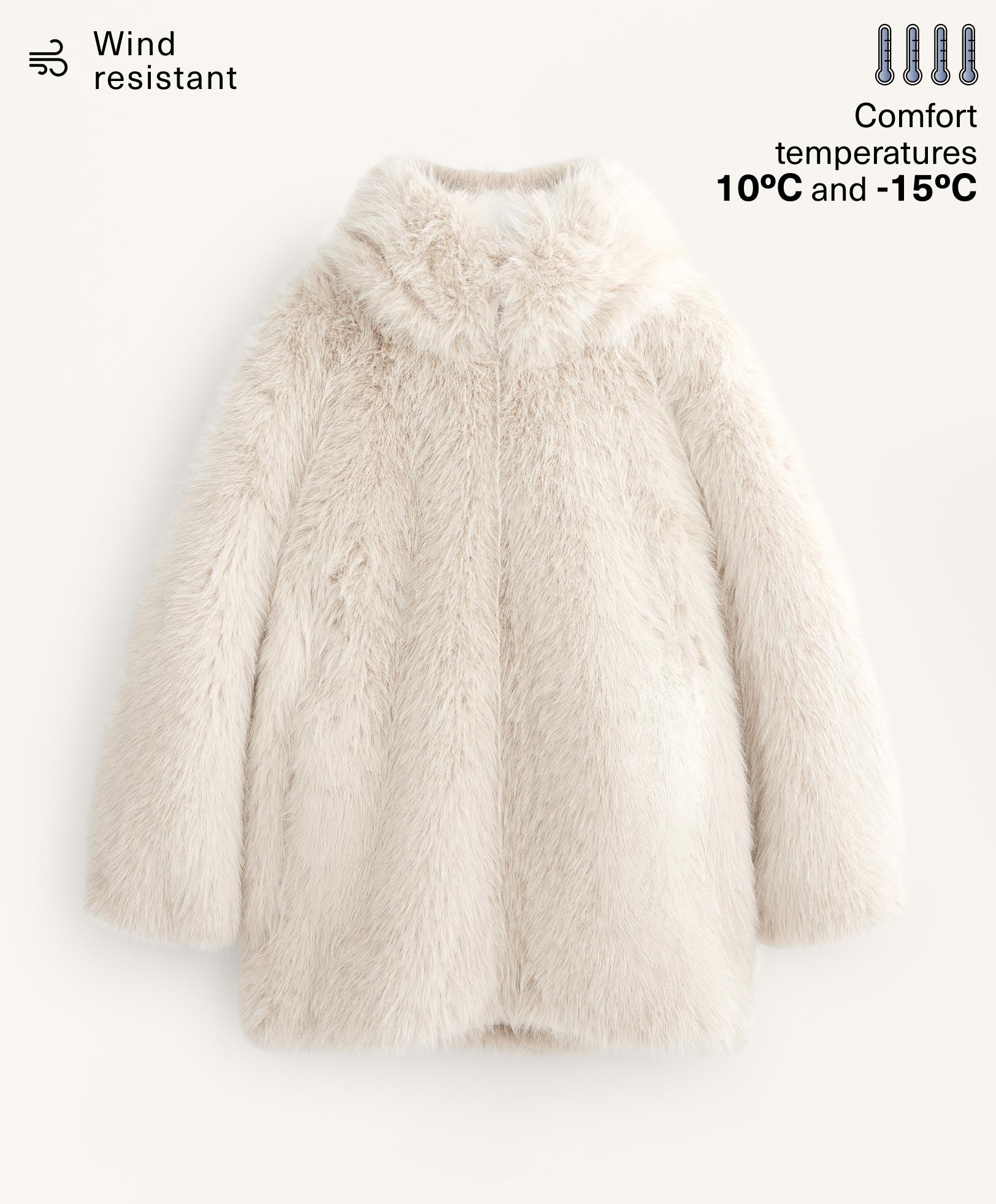 Faux fur hooded jacket — OATMEAL