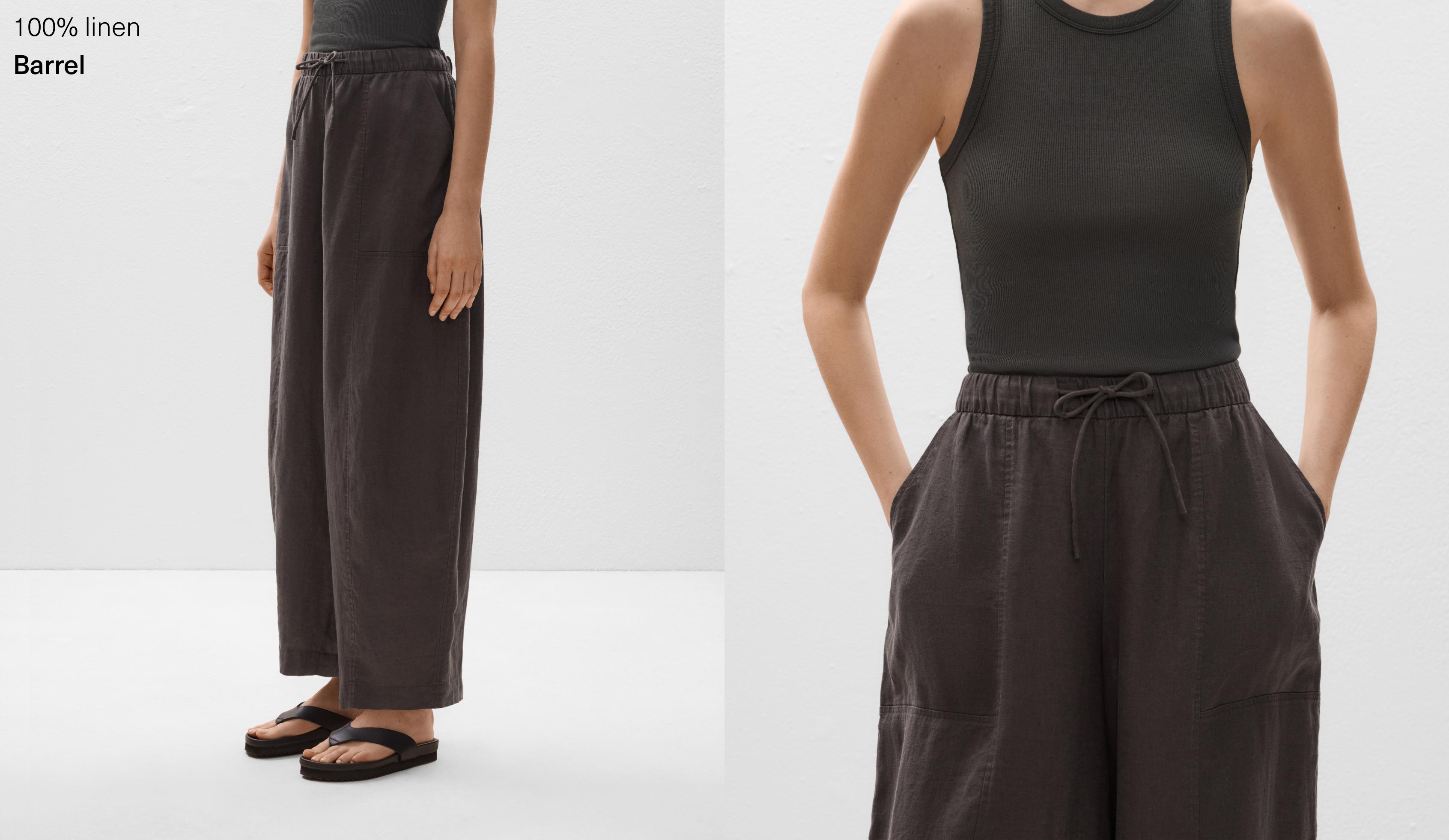 100% linen barrel trousers