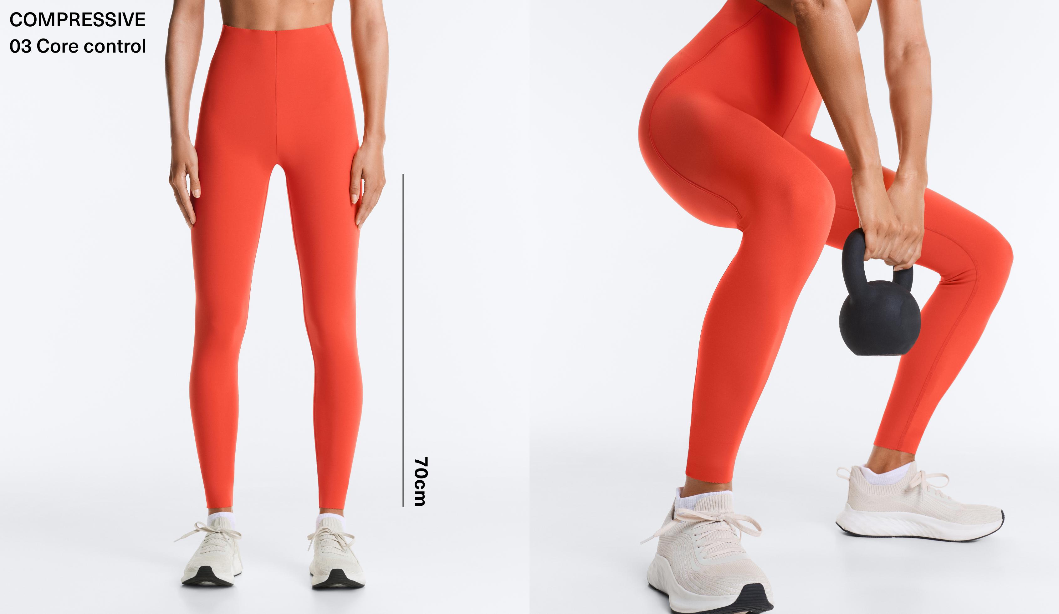 Compressive high-rise core-control ankle-length leggings — BRIGHT ORANGE