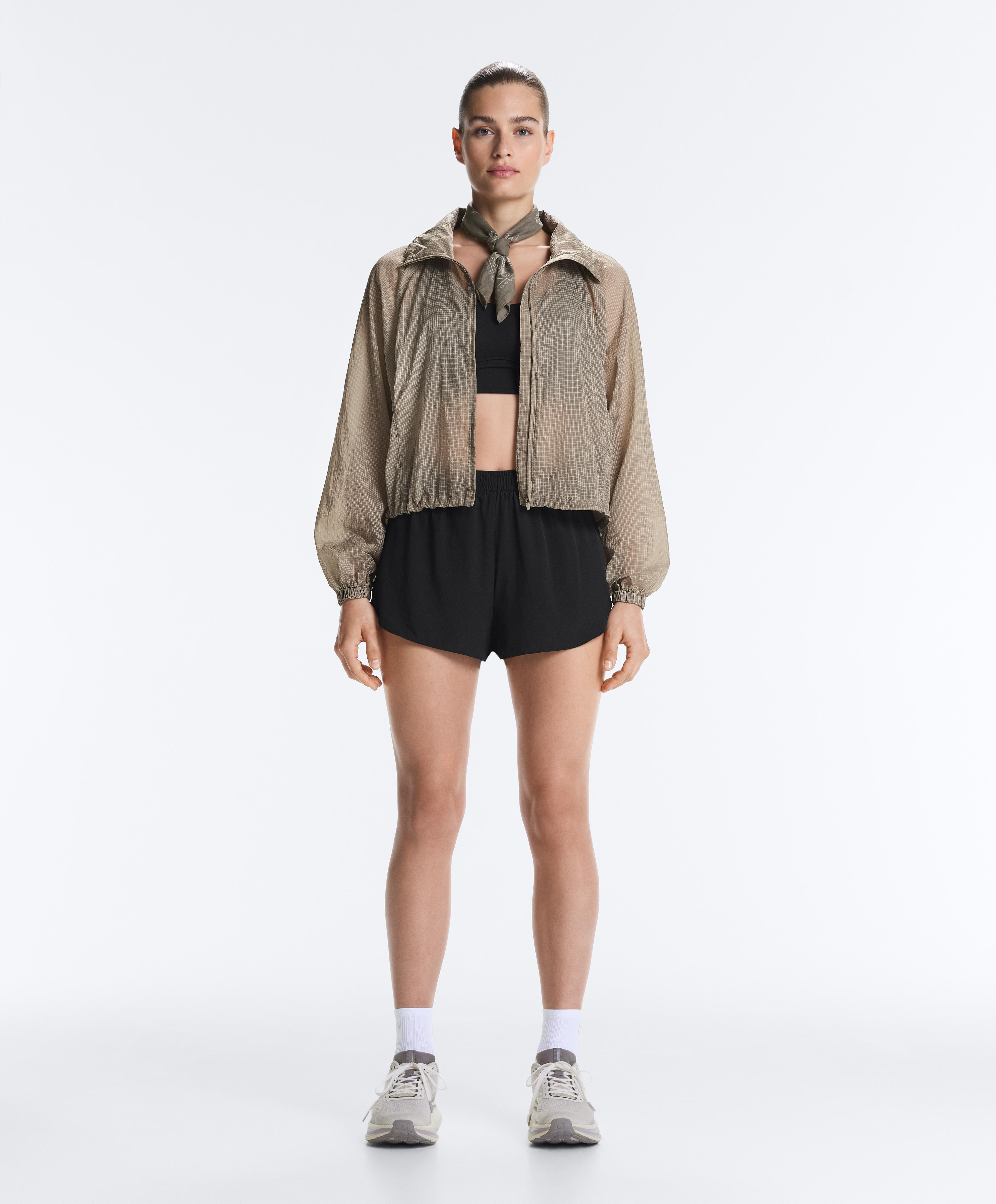Check track jacket — MINK GREY