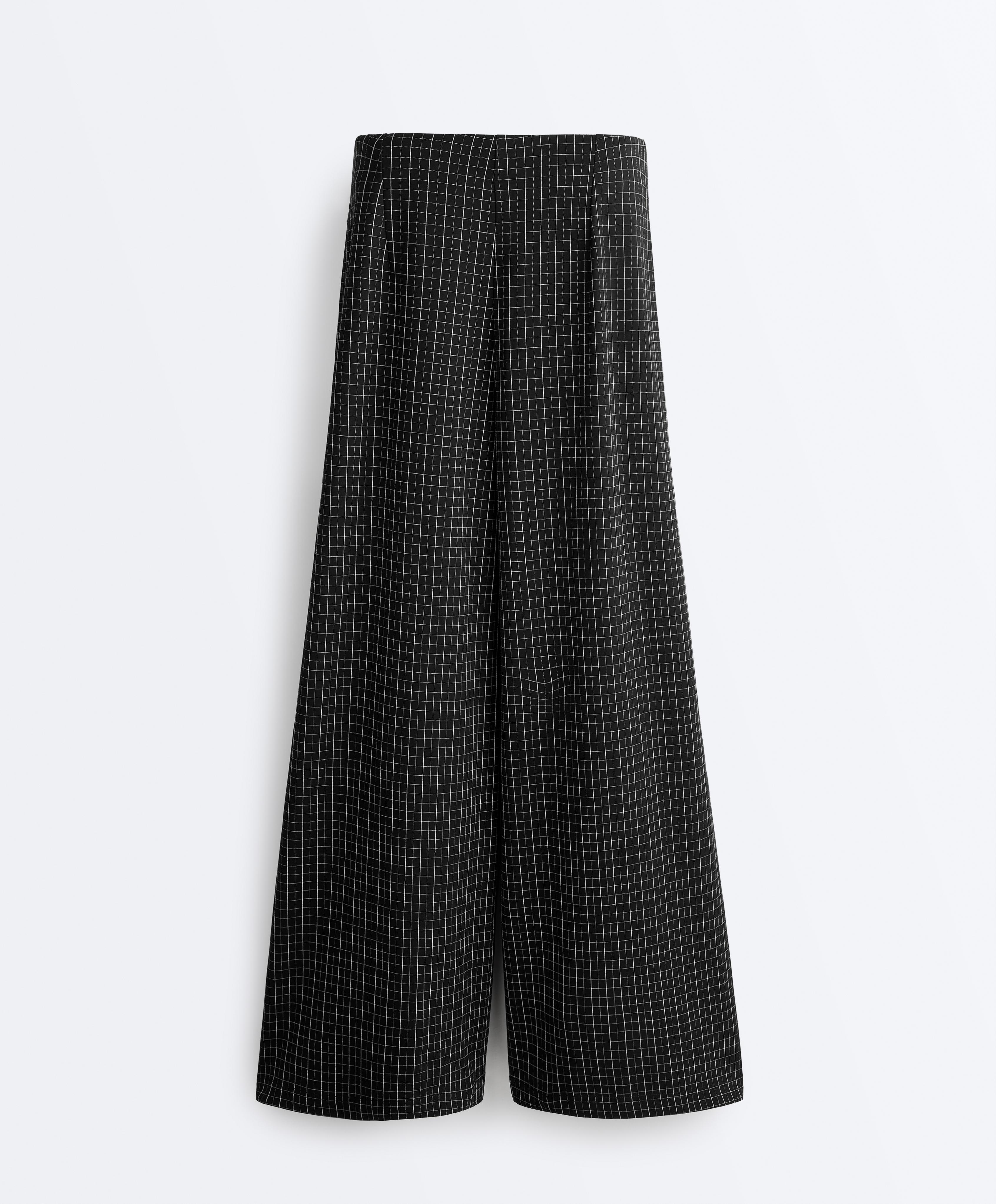 Wide-leg check trousers — BLACK