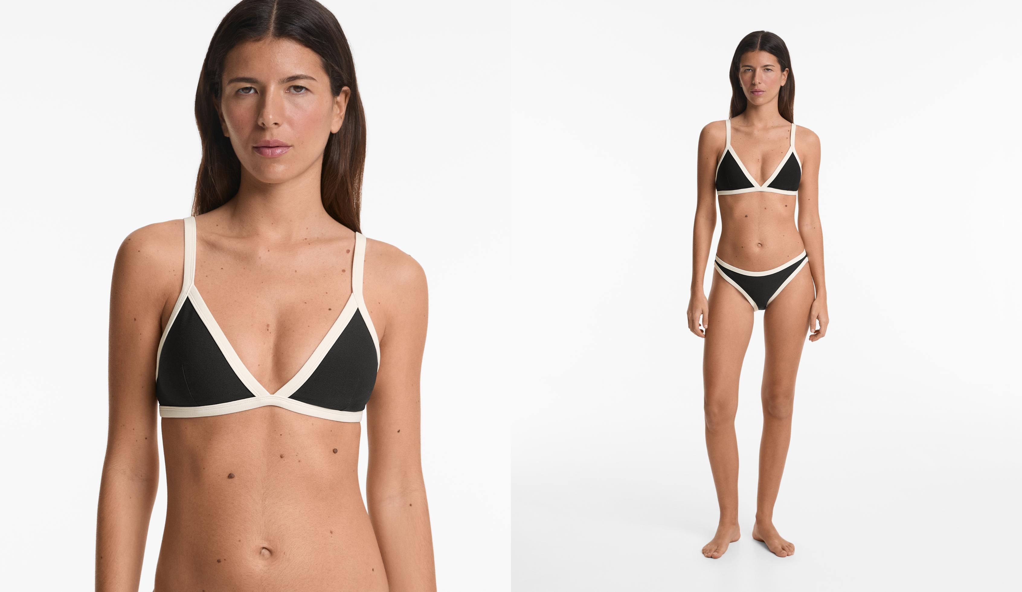 Haut de bikini triangle à passepoils en contraste