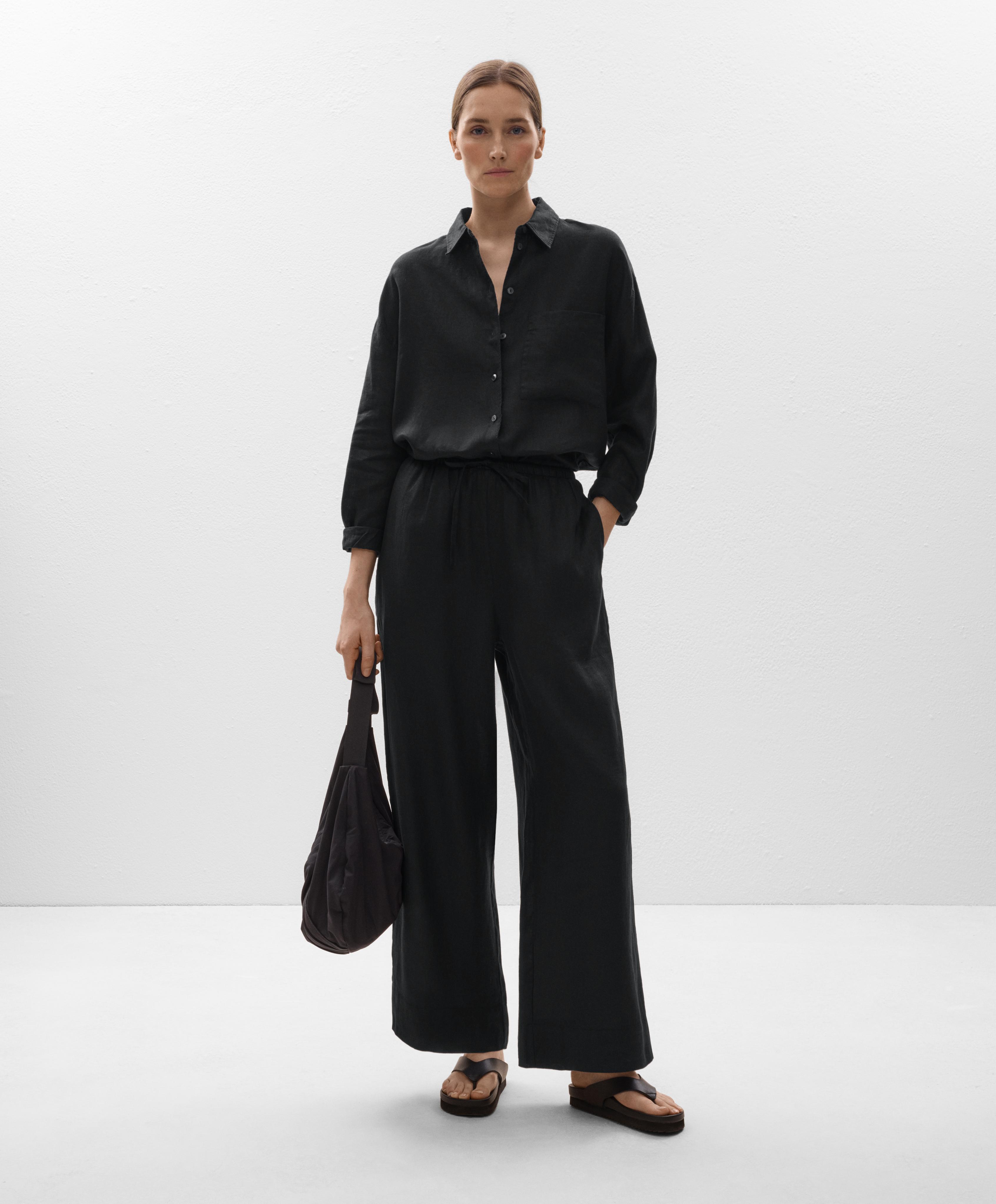 Pantalon droit large 100 % lin Pantalon droit large 100 % lin