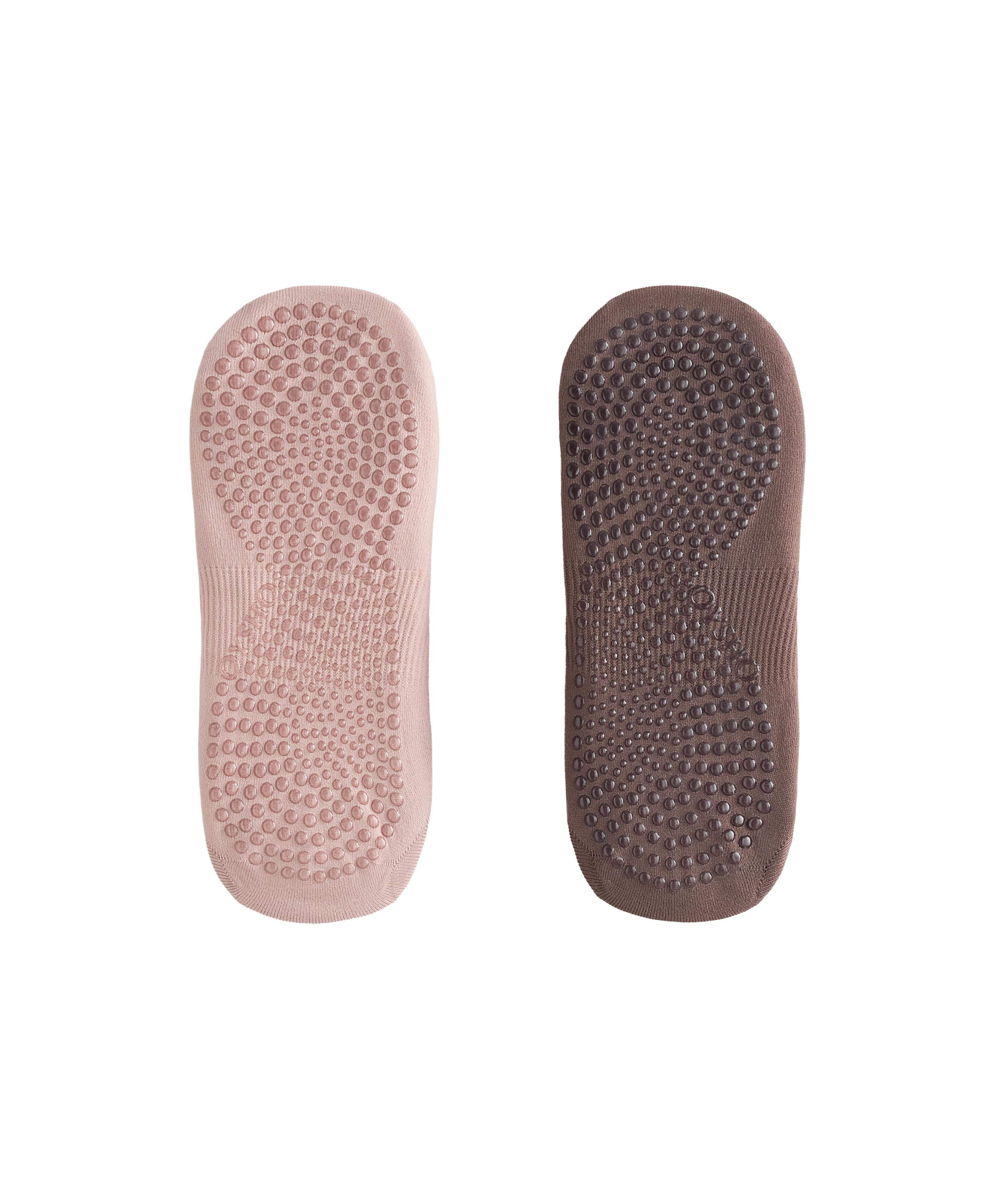 2 pairs of polyamide blend yoga and Pilates socks with double straps — DUSTY PINK