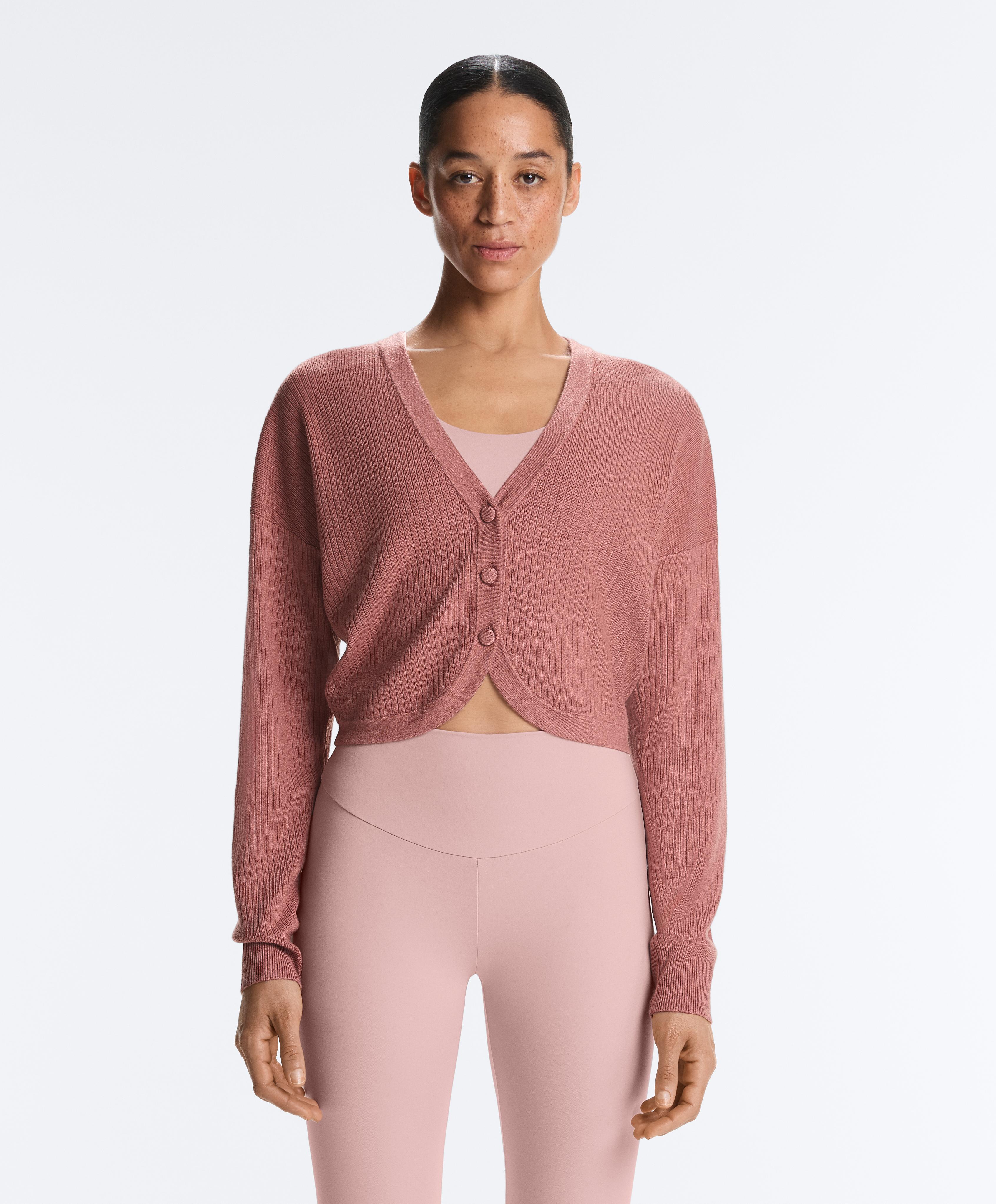 Rib knit cardigan — PALE PINK