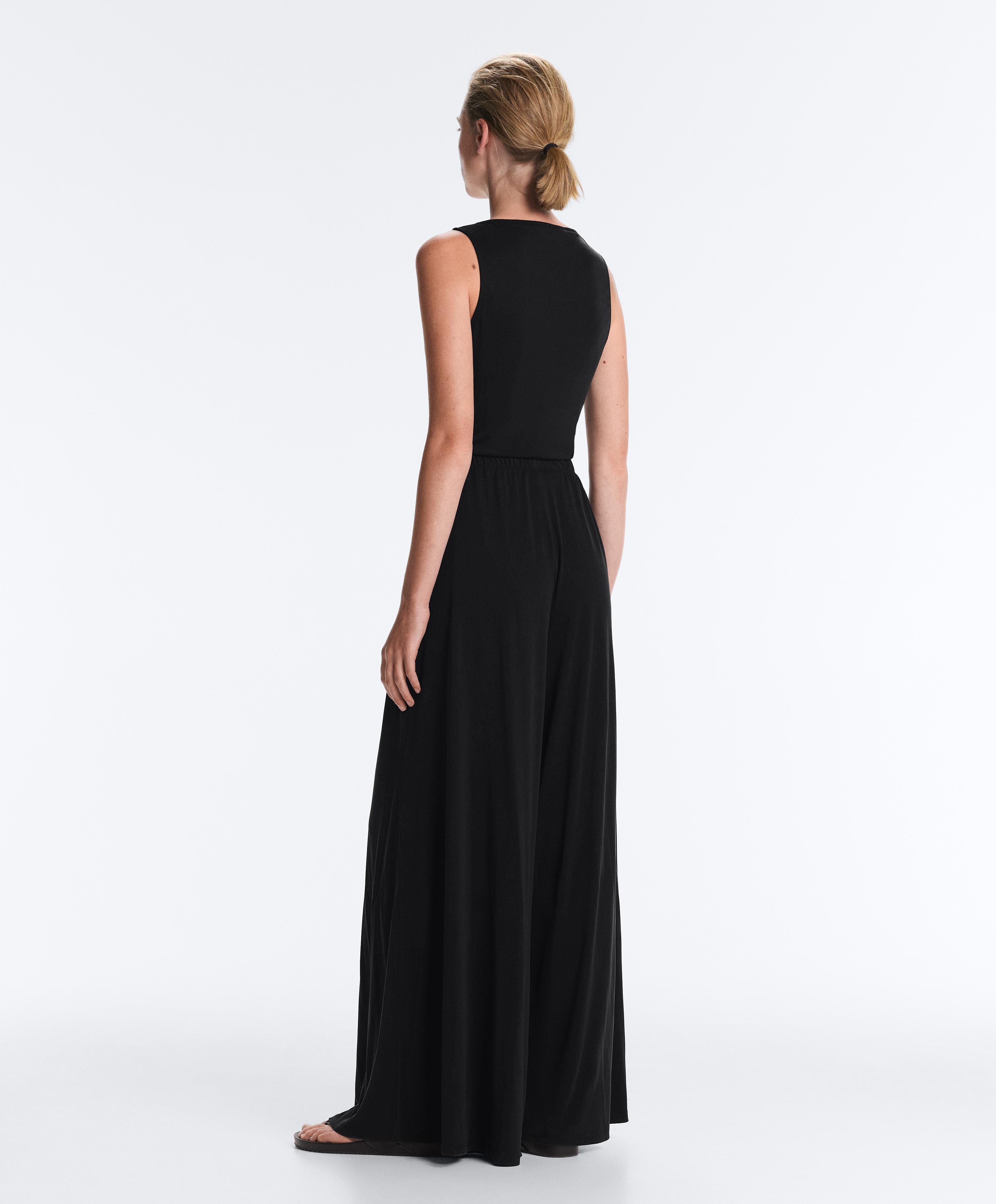 Crossover modal blend jumpsuit — BLACK