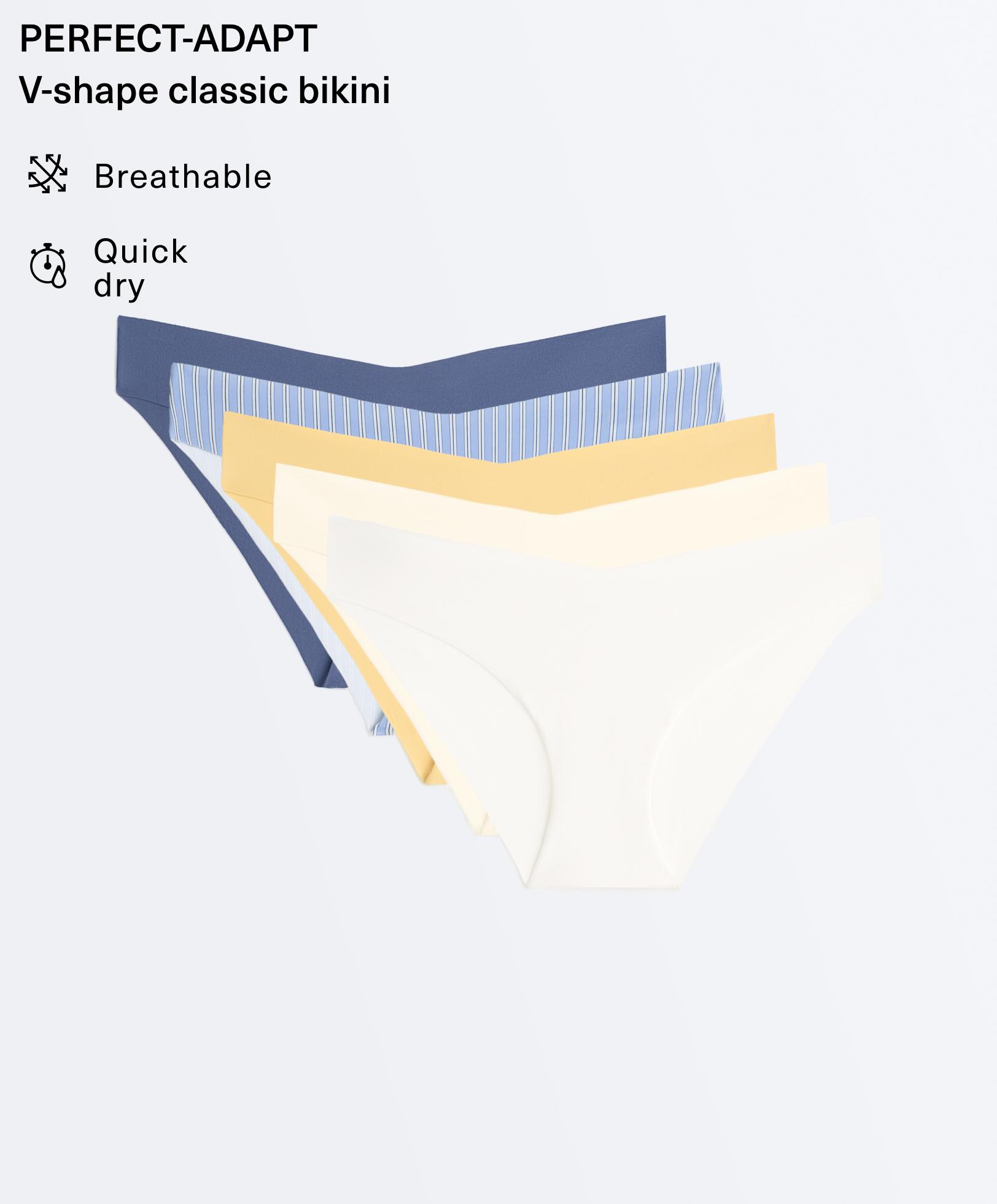 5 laser-cut invisible polyamide blend V-cut bikini briefs — MID-YELLOW